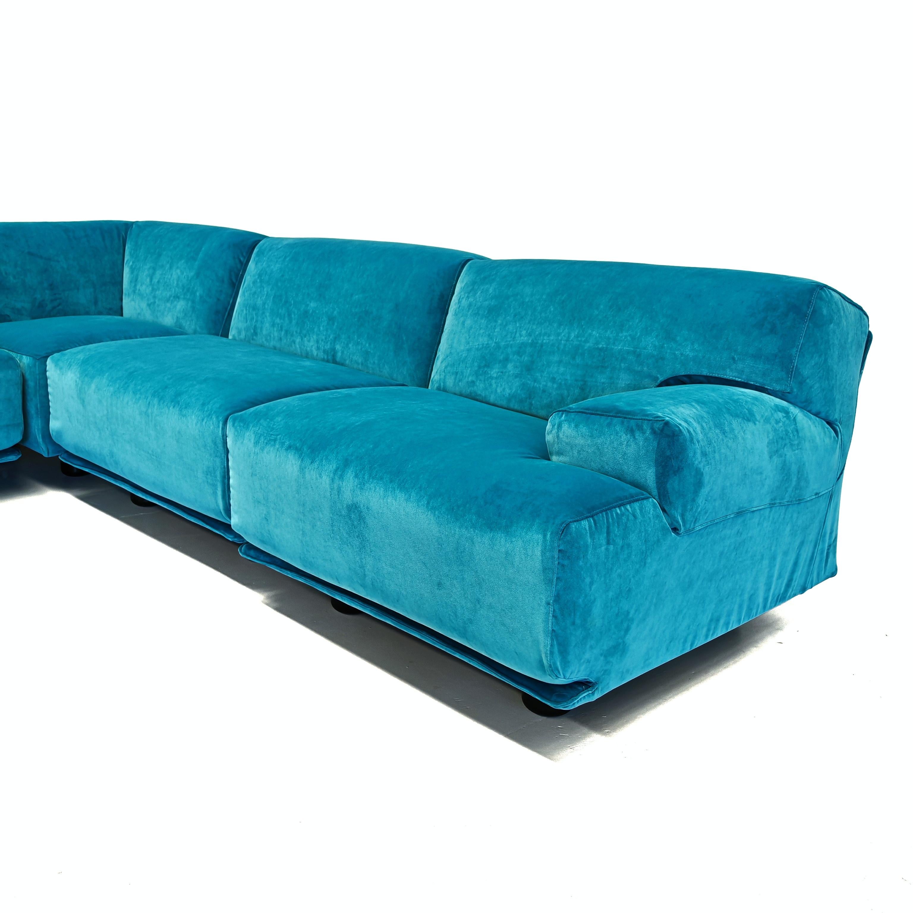 Sofá modular 5 plazas Azul  Cassina Fiandra - Magistretti 80s en venta 2