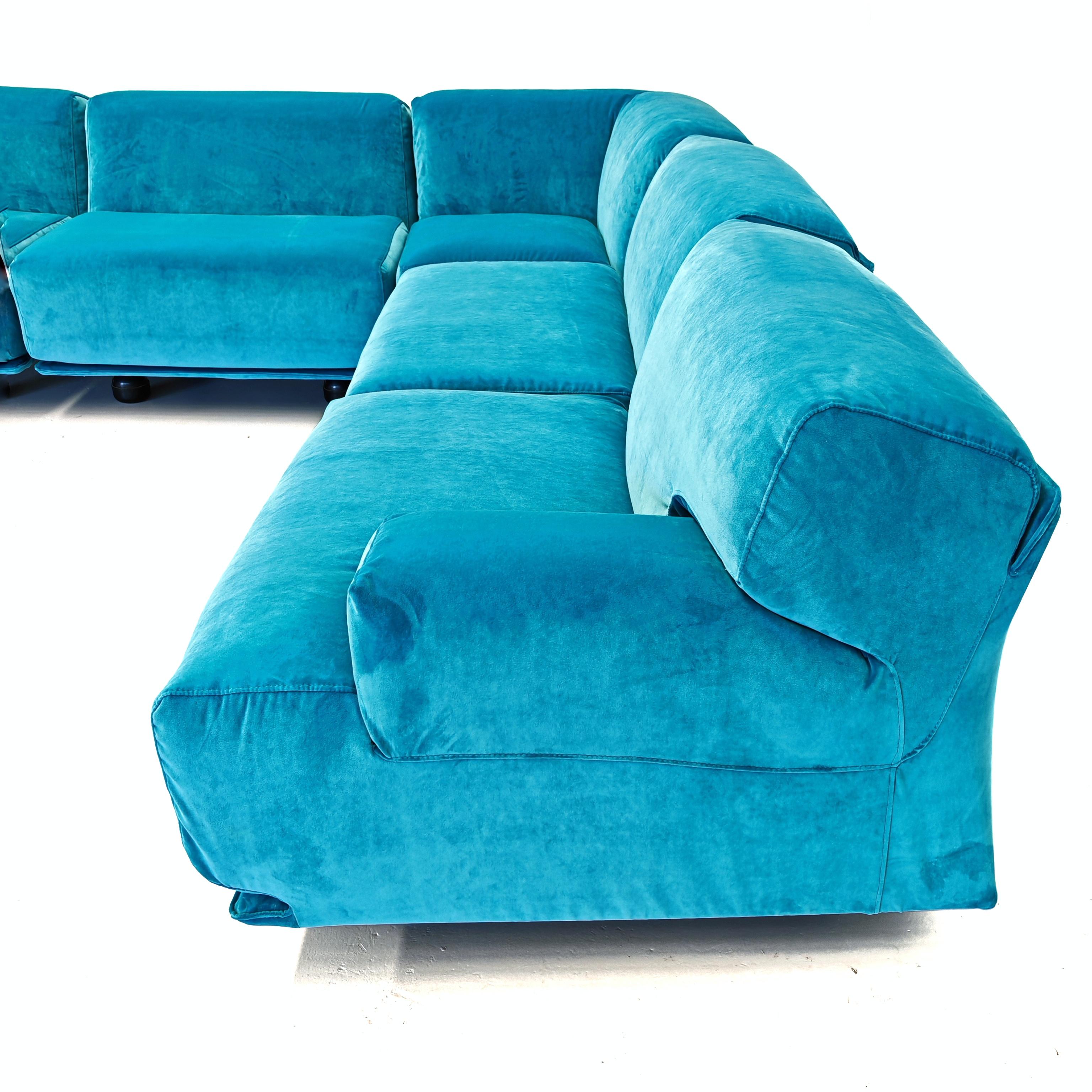 Sofá modular 5 plazas Azul  Cassina Fiandra - Magistretti 80s en venta 5