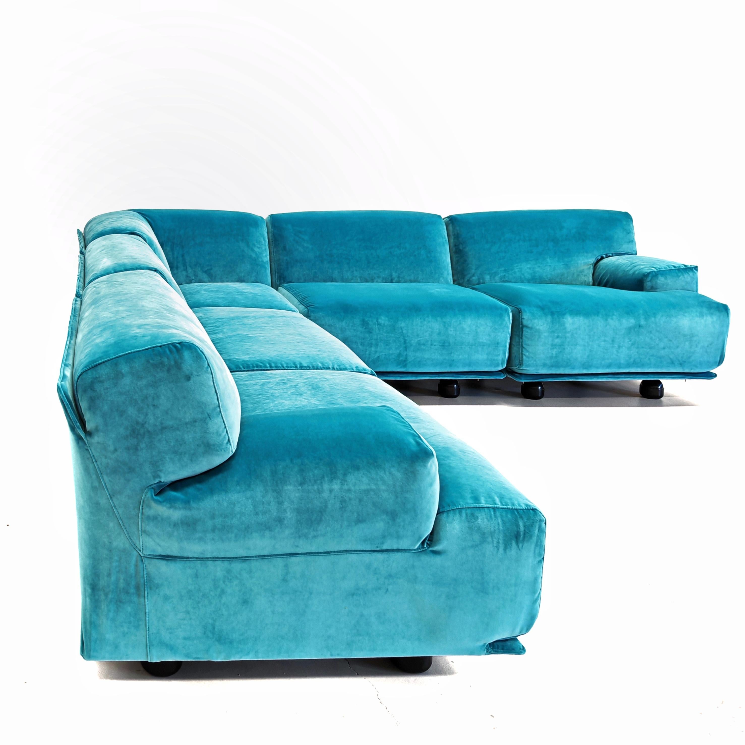 Sofá modular 5 plazas Azul  Cassina Fiandra - Magistretti 80s en venta 6