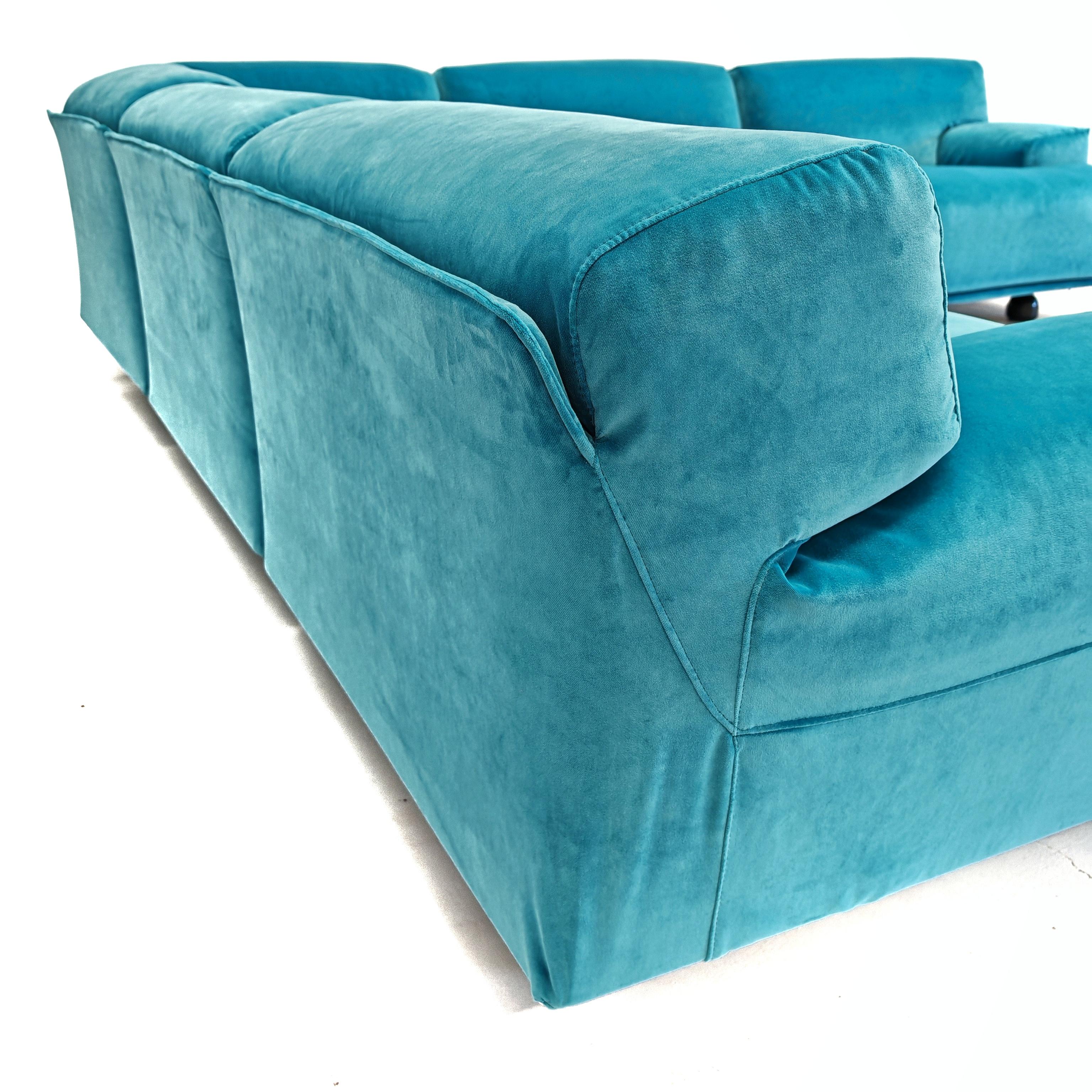 Sofá modular 5 plazas Azul  Cassina Fiandra - Magistretti 80s en venta 7