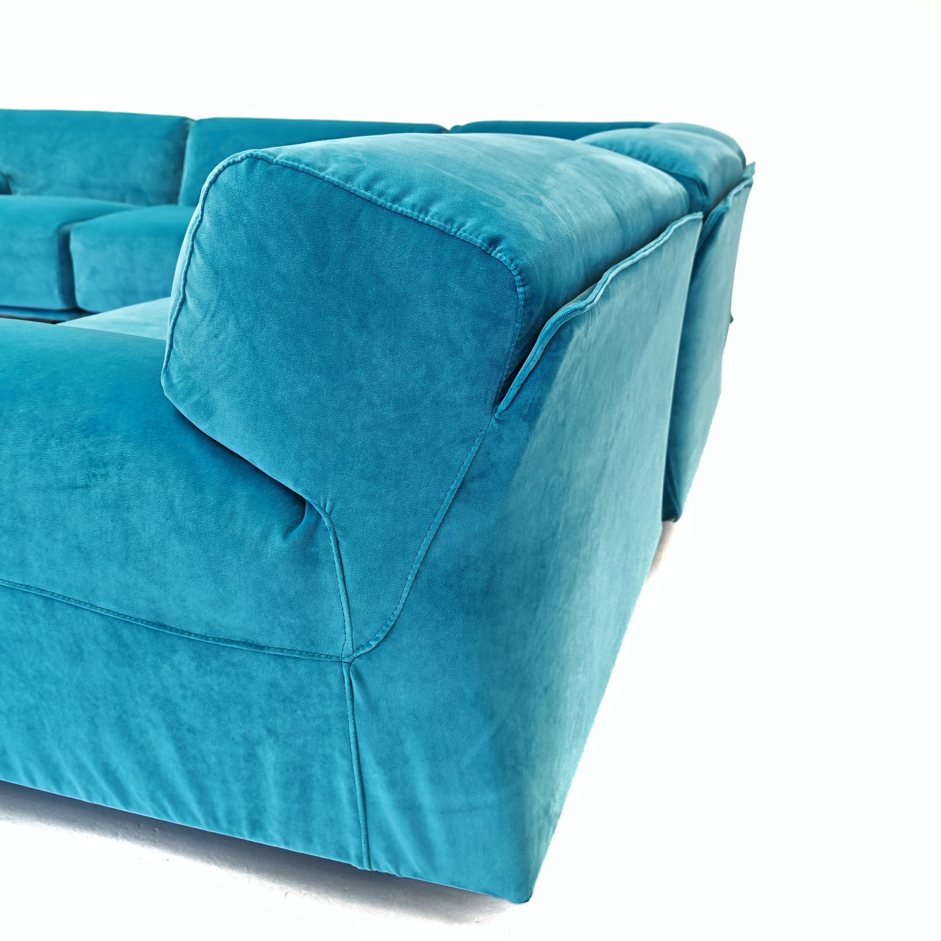 Sofá modular 5 plazas Azul  Cassina Fiandra - Magistretti 80s en venta 8