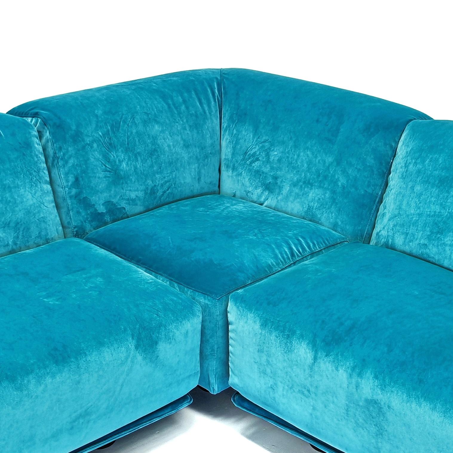 Sofá modular 5 plazas Azul  Cassina Fiandra - Magistretti 80s en venta 11
