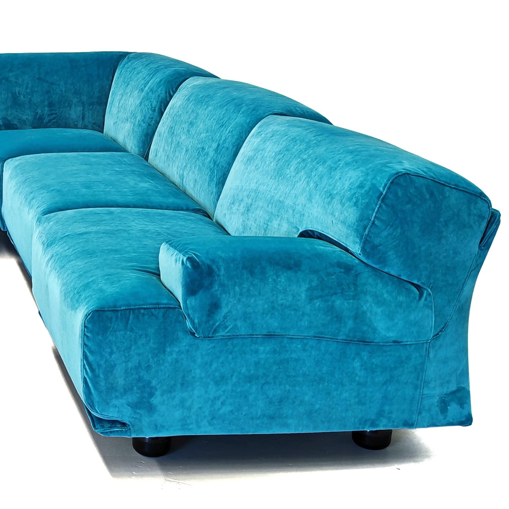 Sofá modular 5 plazas Azul  Cassina Fiandra - Magistretti 80s Otro en venta