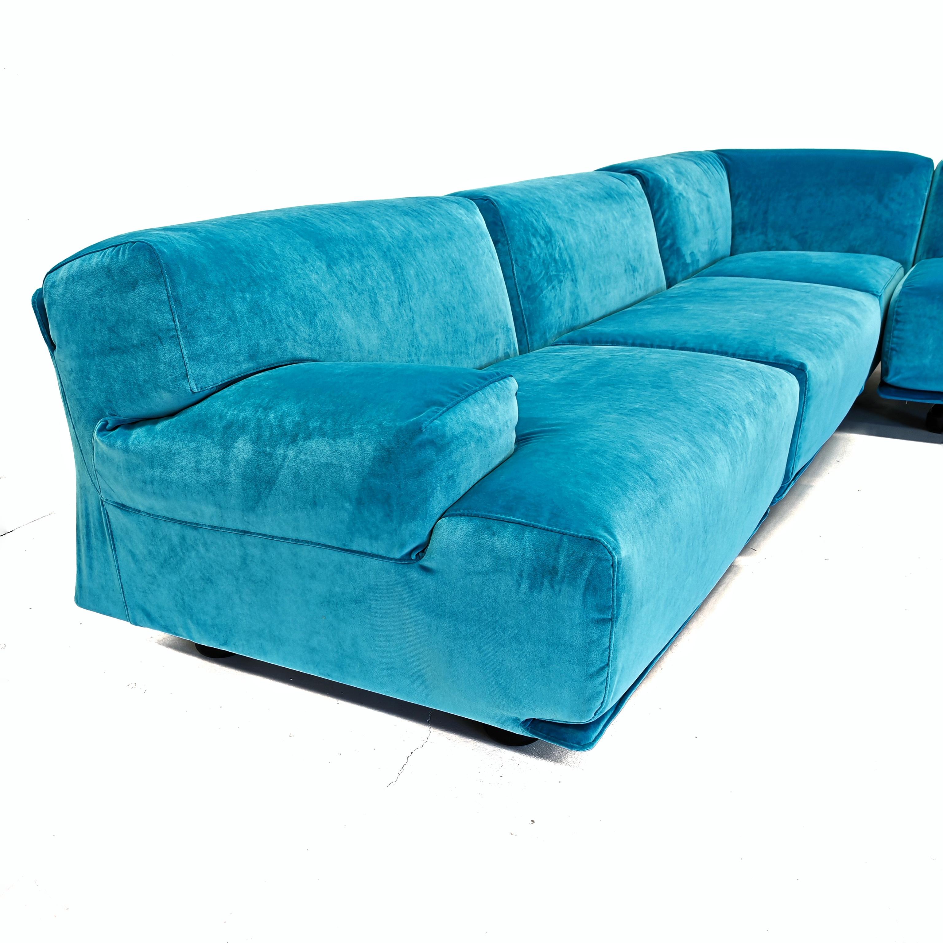 Sofá modular 5 plazas Azul  Cassina Fiandra - Magistretti 80s en venta 1