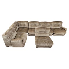 Divano modulare ad angolo in stoffa vintage marrone chiaro, 1970