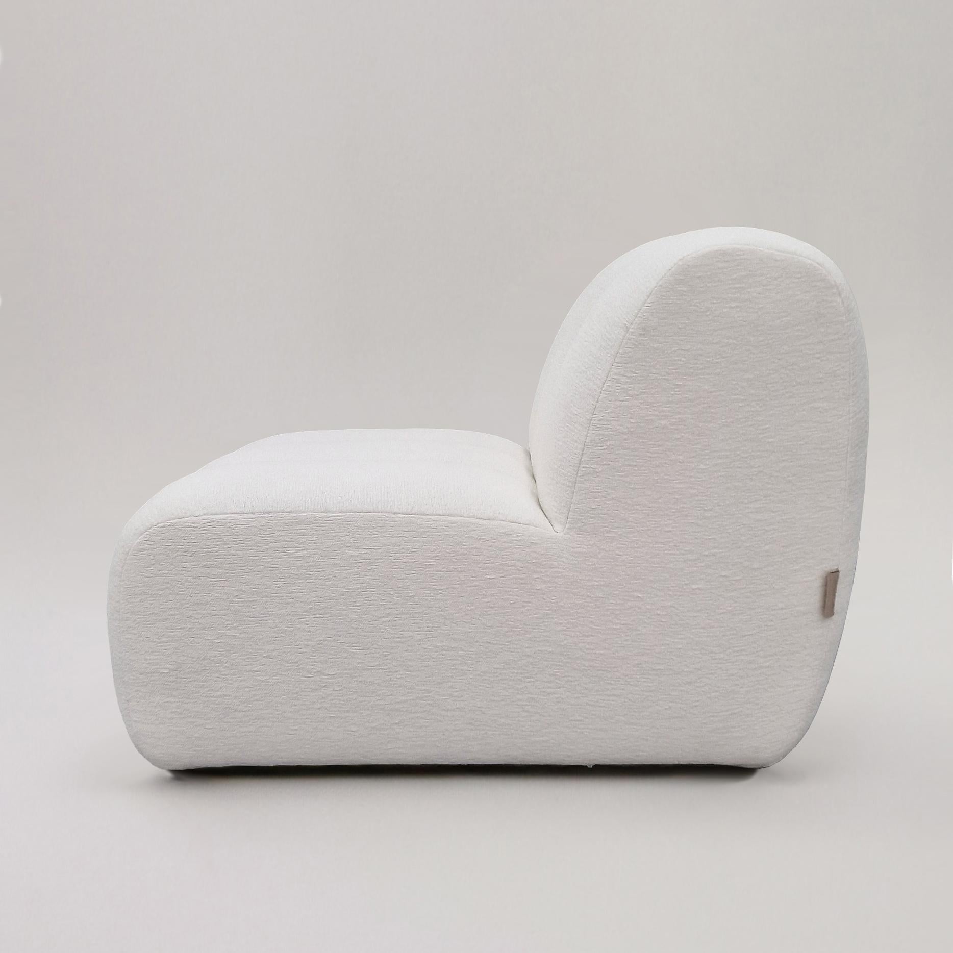 Modern DACCAPO modular sofa by Legame Italia, in white fabric. Basic module. For Sale