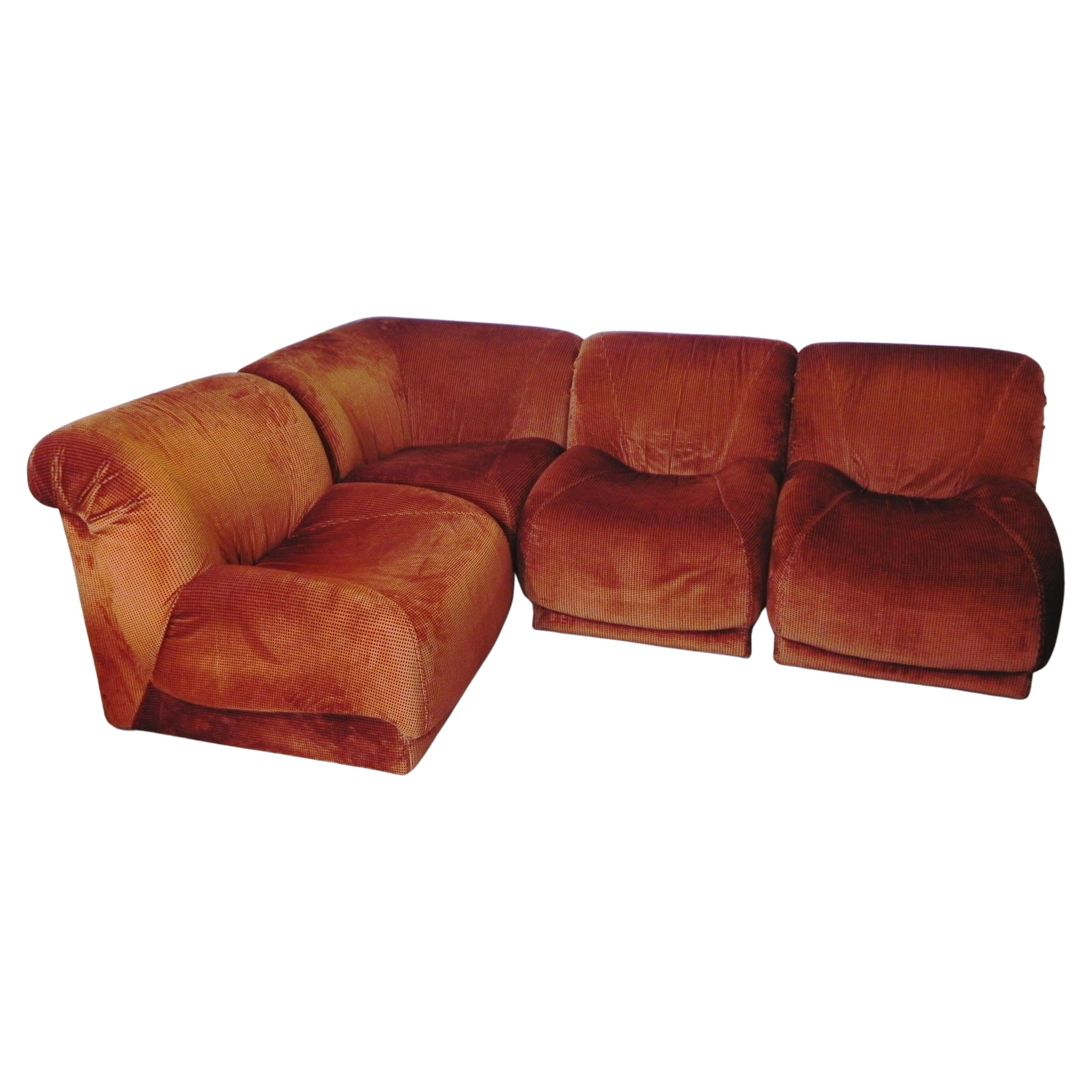 Large modular sofa by Asko in mohair upholstery, Finland 1970s For Sale