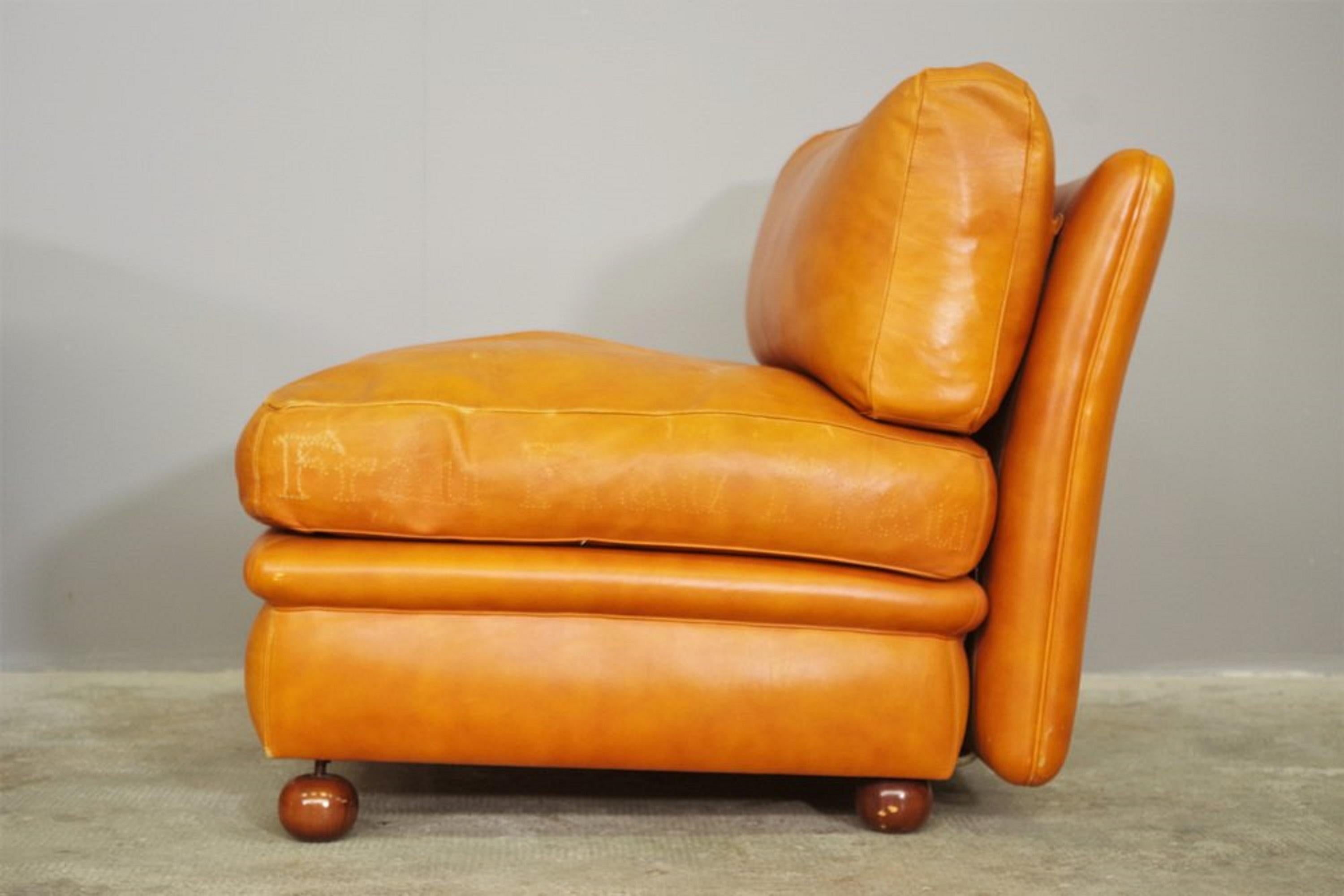 Divano modulare Frau in pelle, 1970, set di 5 in vendita 7