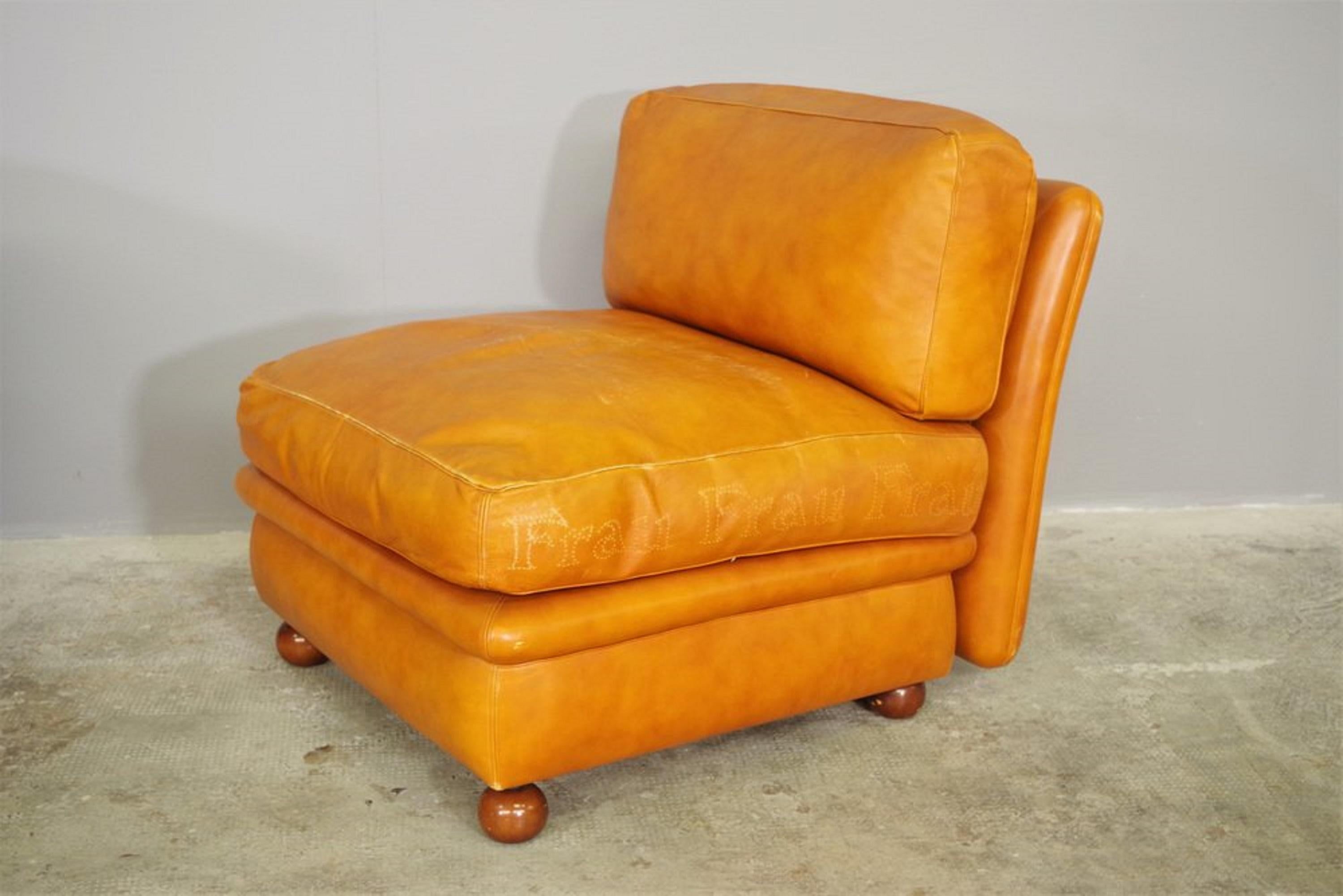 Divano modulare Frau in pelle, 1970, set di 5 in vendita 8