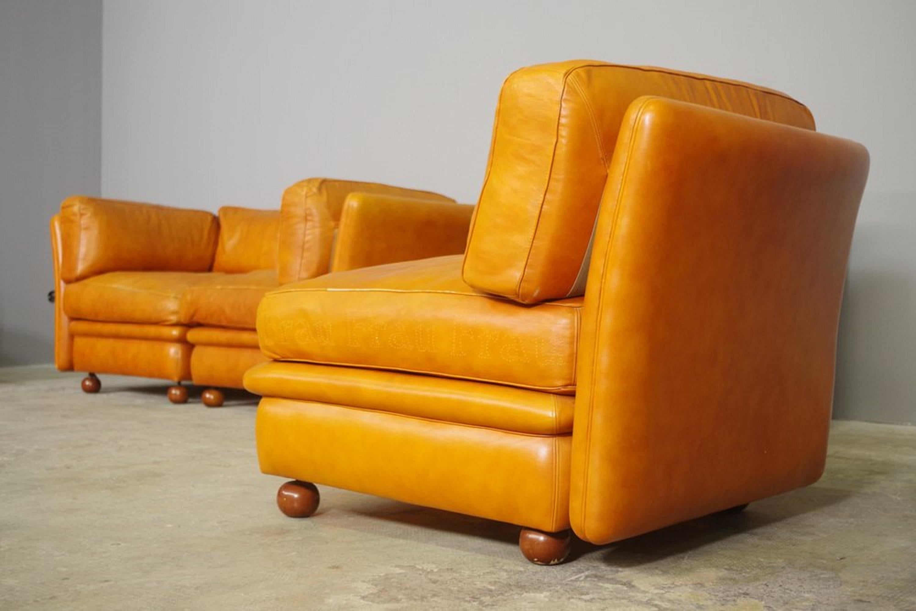 Moderno Divano modulare Frau in pelle, 1970, set di 5 in vendita