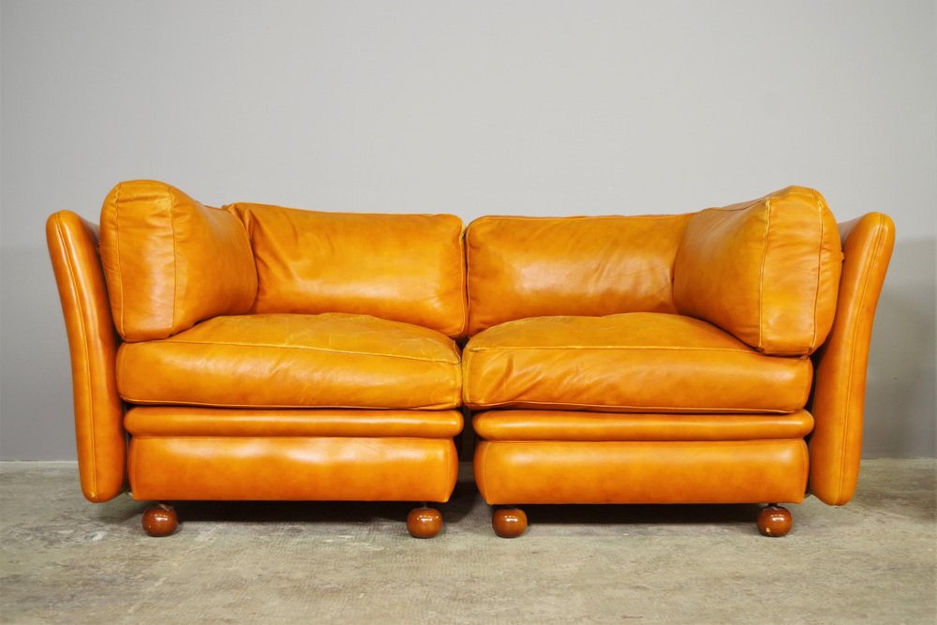 Divano modulare Frau in pelle, 1970, set di 5 In condizioni buone in vendita a Manzano, IT
