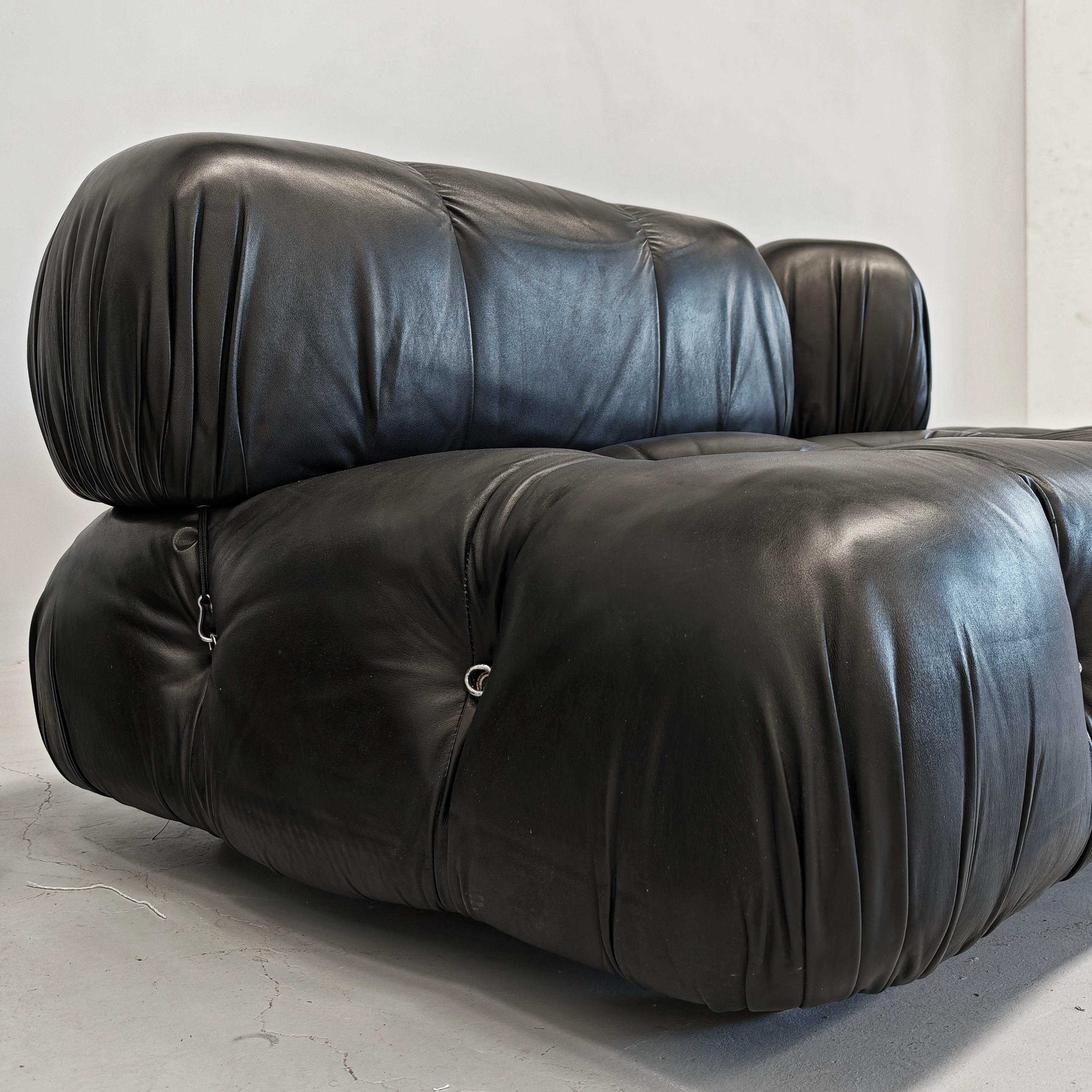Canapé modulable en cuir noir 'Camaleonda' de Mario Bellini original 70s en vente 2