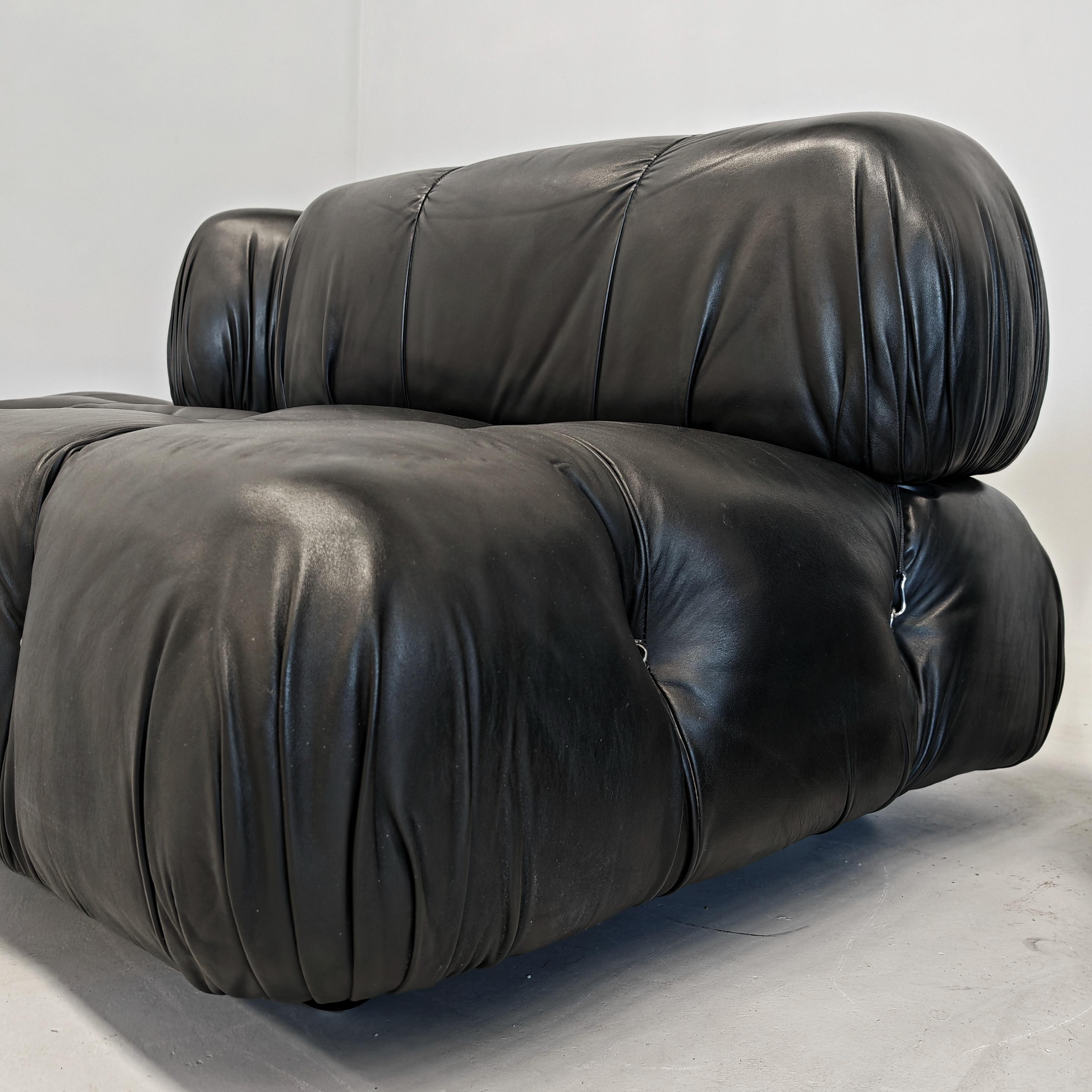 Canapé modulable en cuir noir 'Camaleonda' de Mario Bellini original 70s en vente 3