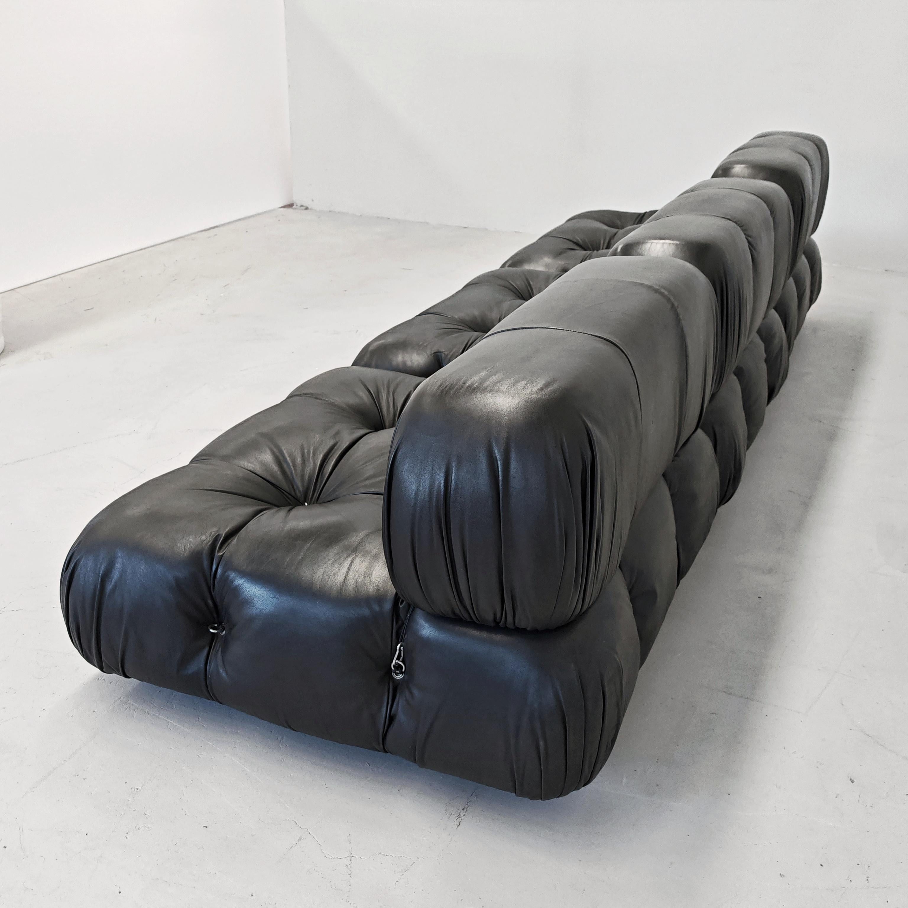 Canapé modulable en cuir noir 'Camaleonda' de Mario Bellini original 70s en vente 4