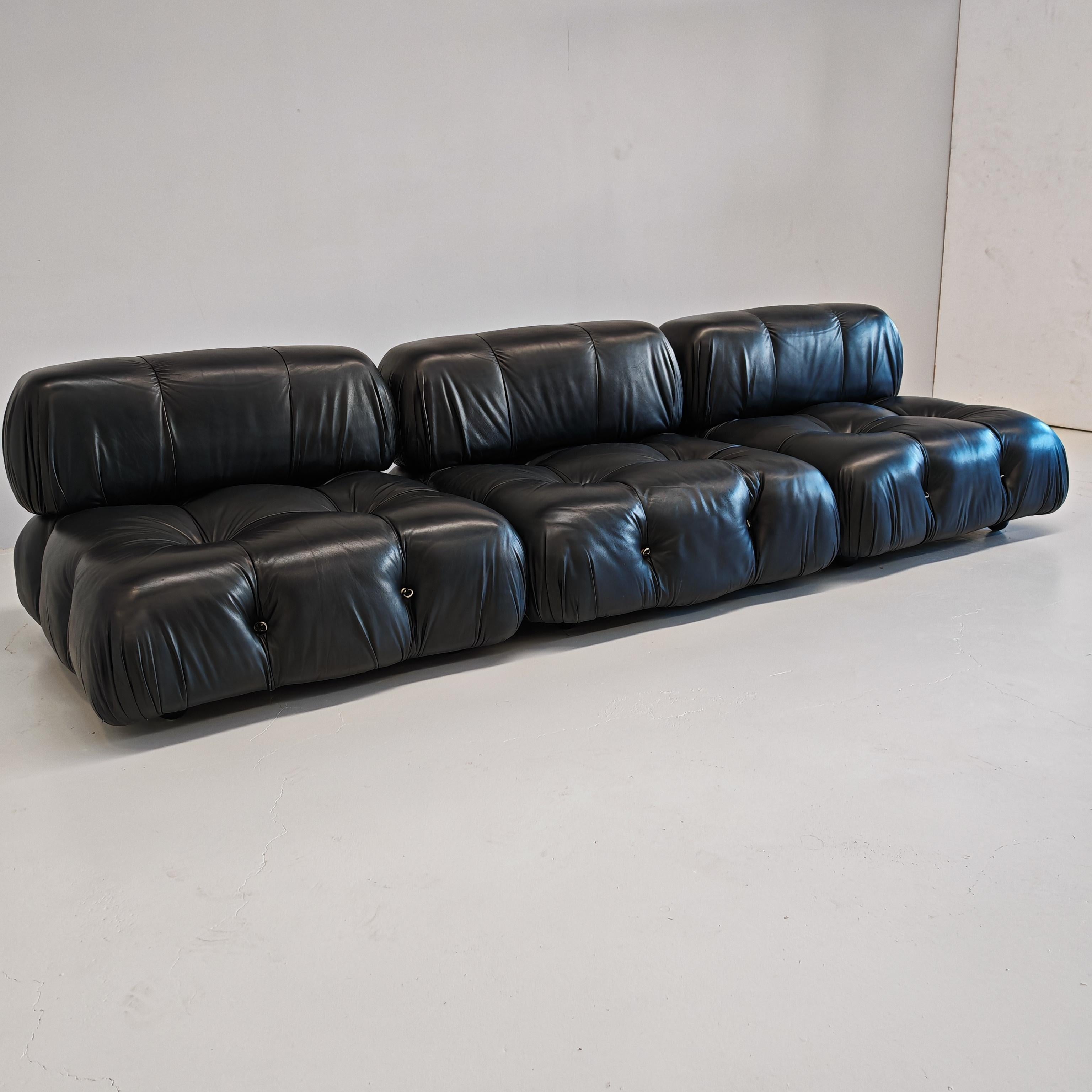 Canapé modulable en cuir noir 'Camaleonda' de Mario Bellini original 70s en vente 9