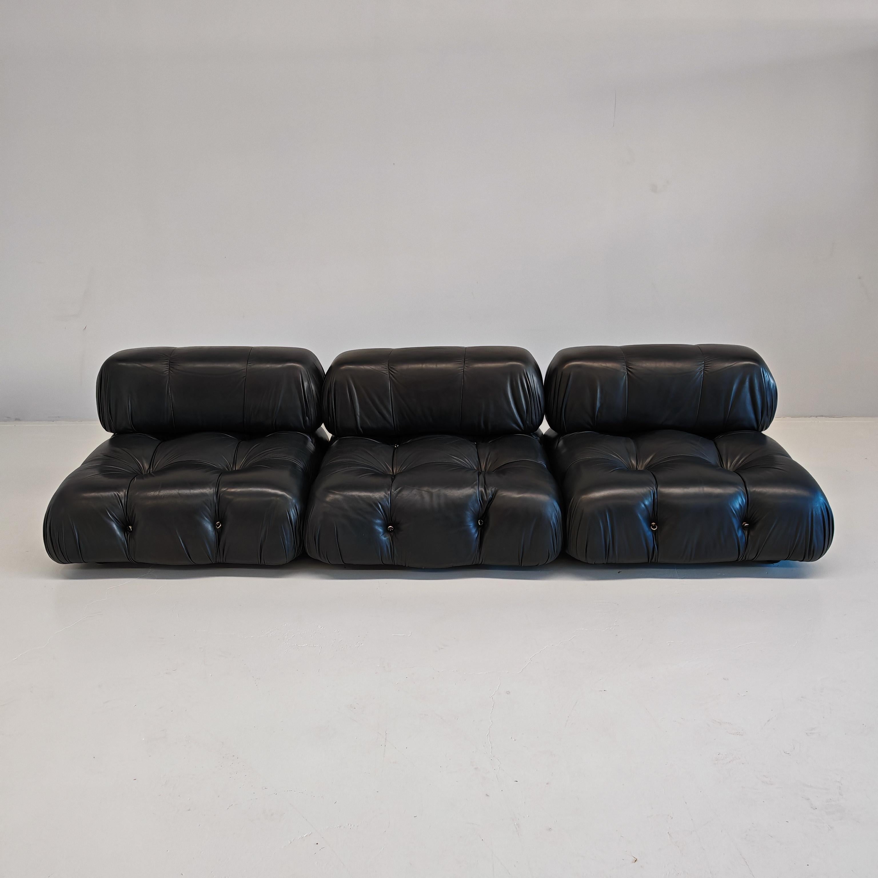 Canapé modulable en cuir noir 'Camaleonda' de Mario Bellini original 70s en vente 10