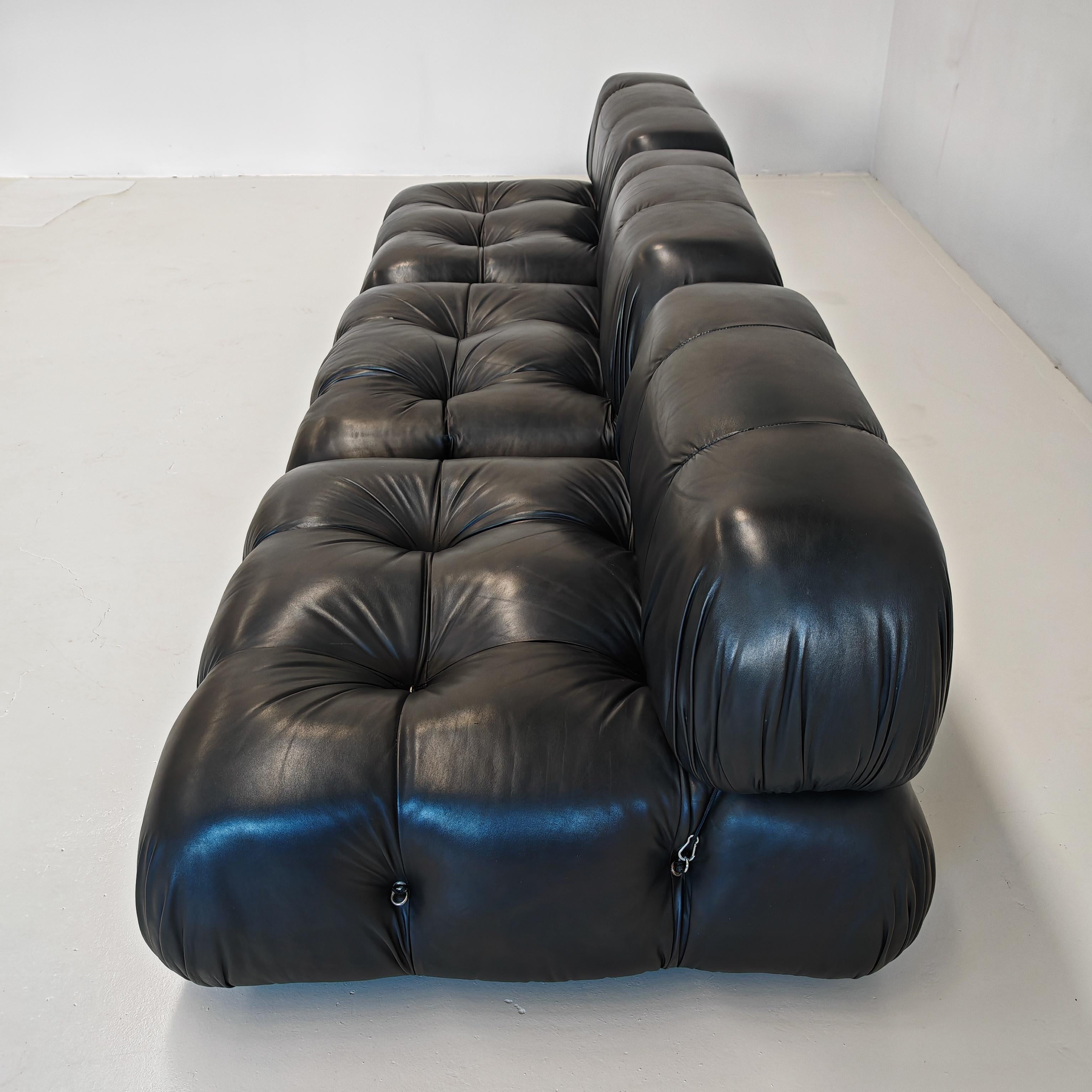Canapé modulable en cuir noir 'Camaleonda' de Mario Bellini original 70s en vente 11