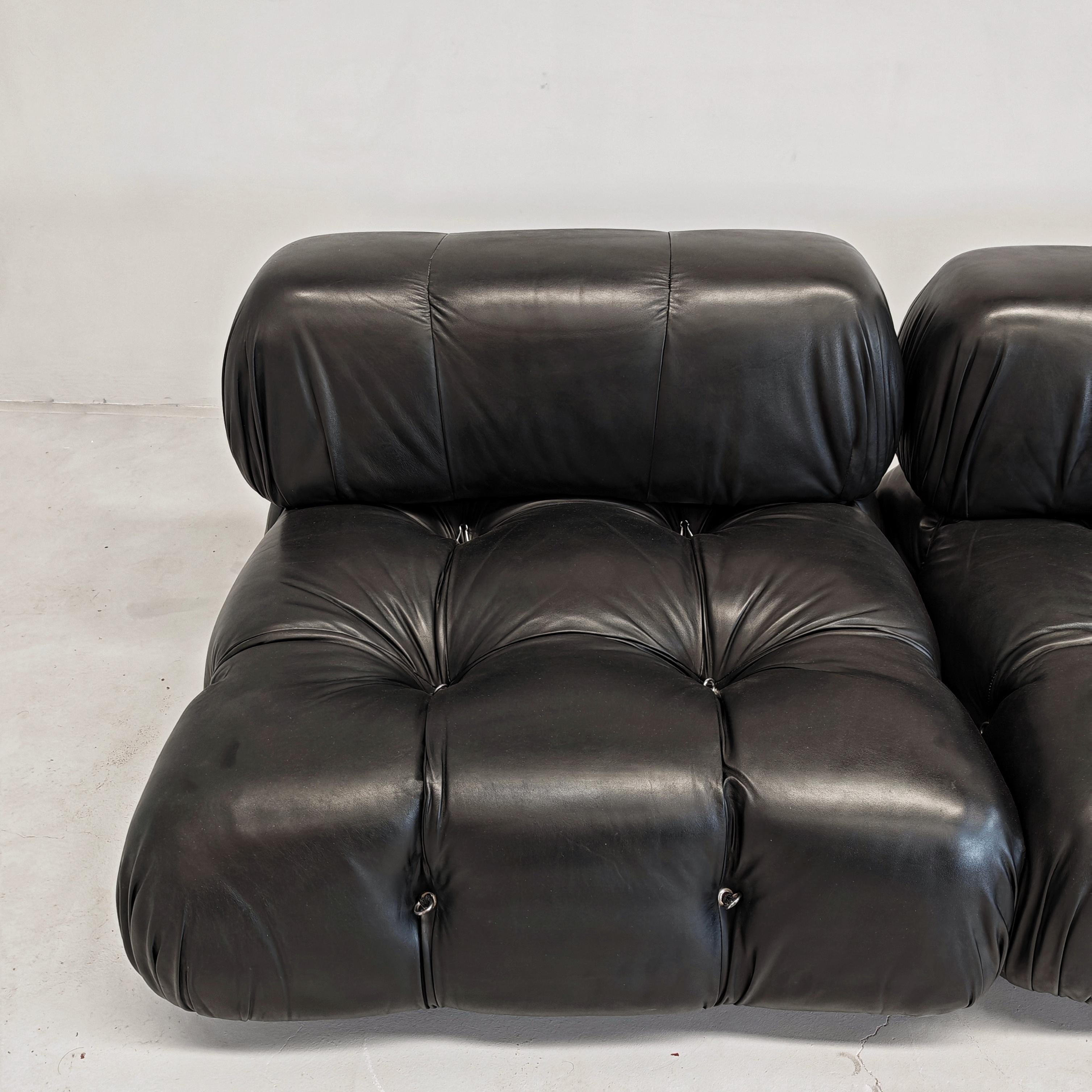 Italian Canapé modulable en cuir noir 'Camaleonda' de Mario Bellini original 70s en vente