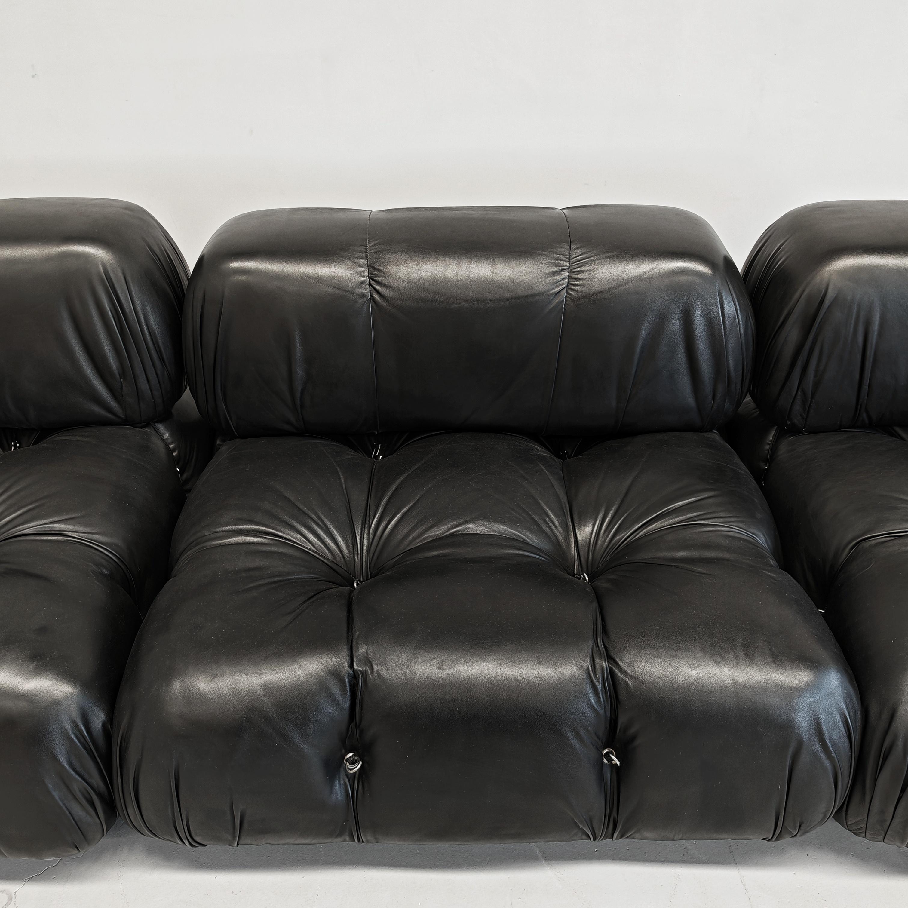 Autre Canapé modulable en cuir noir 'Camaleonda' de Mario Bellini original 70s en vente