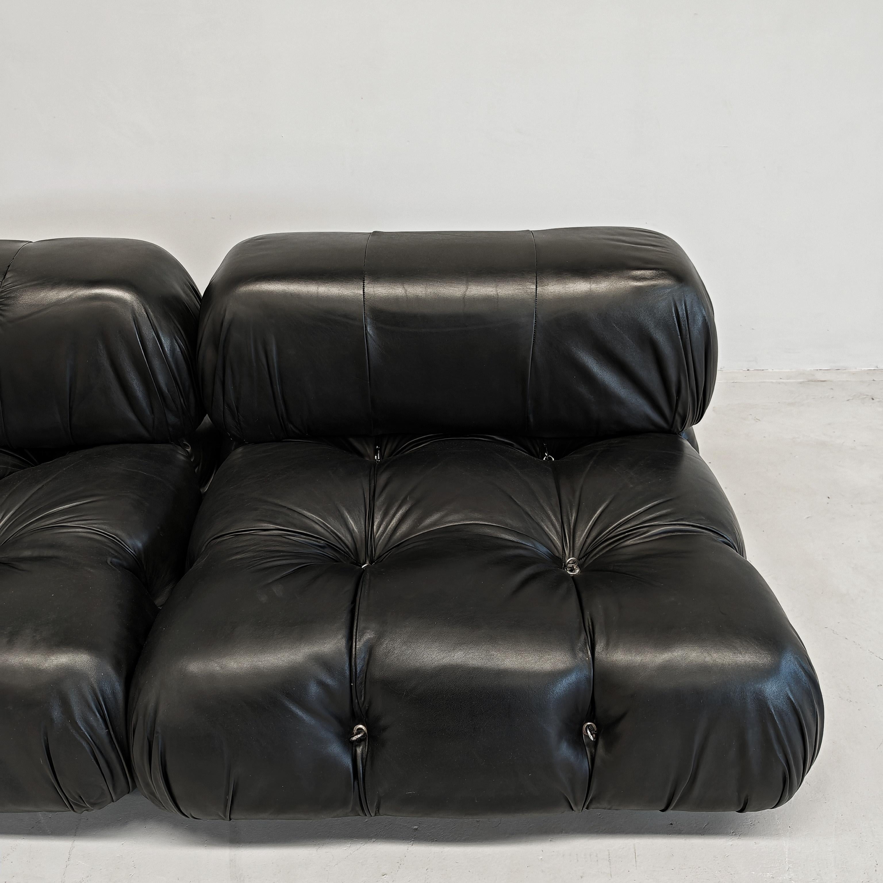 Canapé modulable en cuir noir 'Camaleonda' de Mario Bellini original 70s Bon état - En vente à Milano, MI