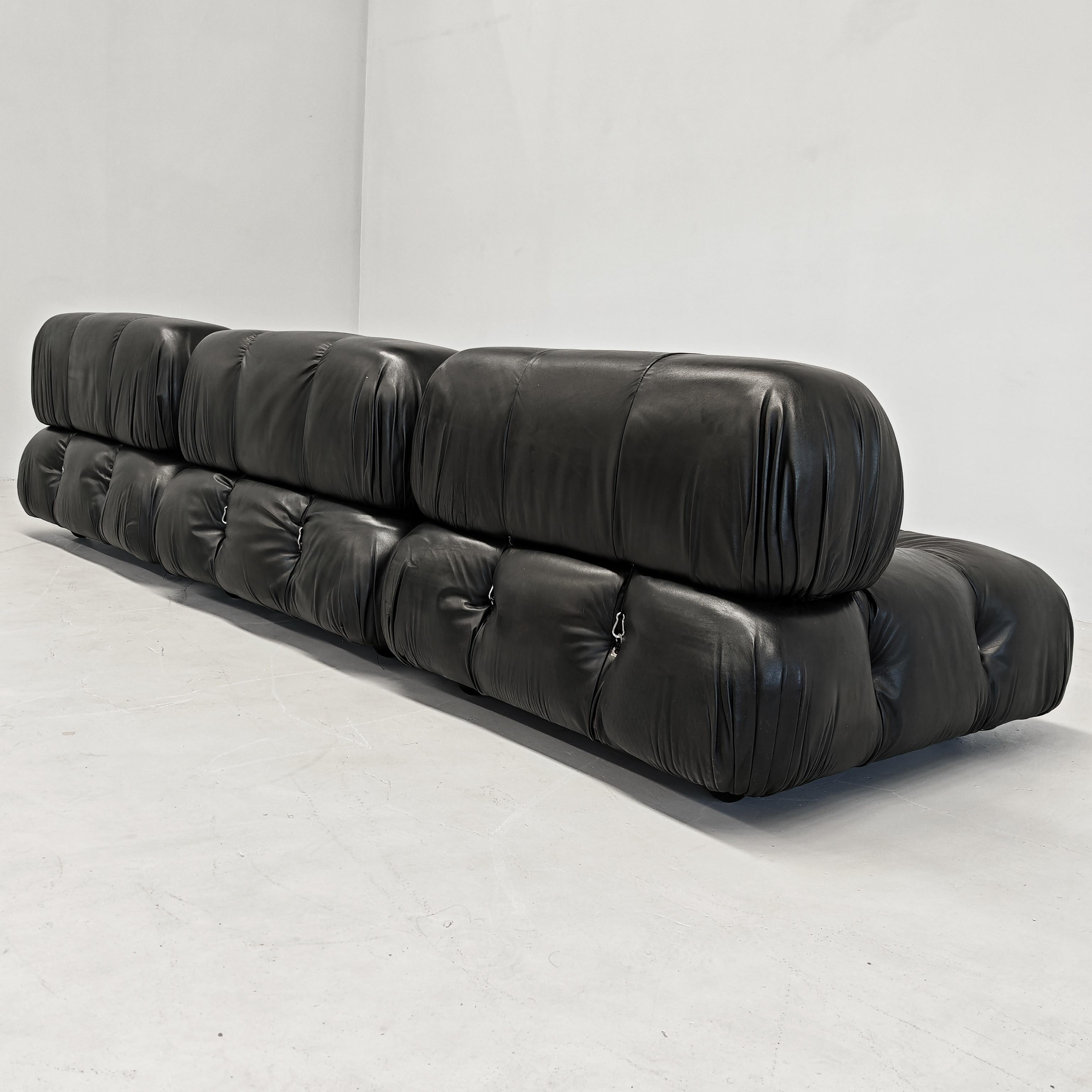20th Century Canapé modulable en cuir noir 'Camaleonda' de Mario Bellini original 70s en vente