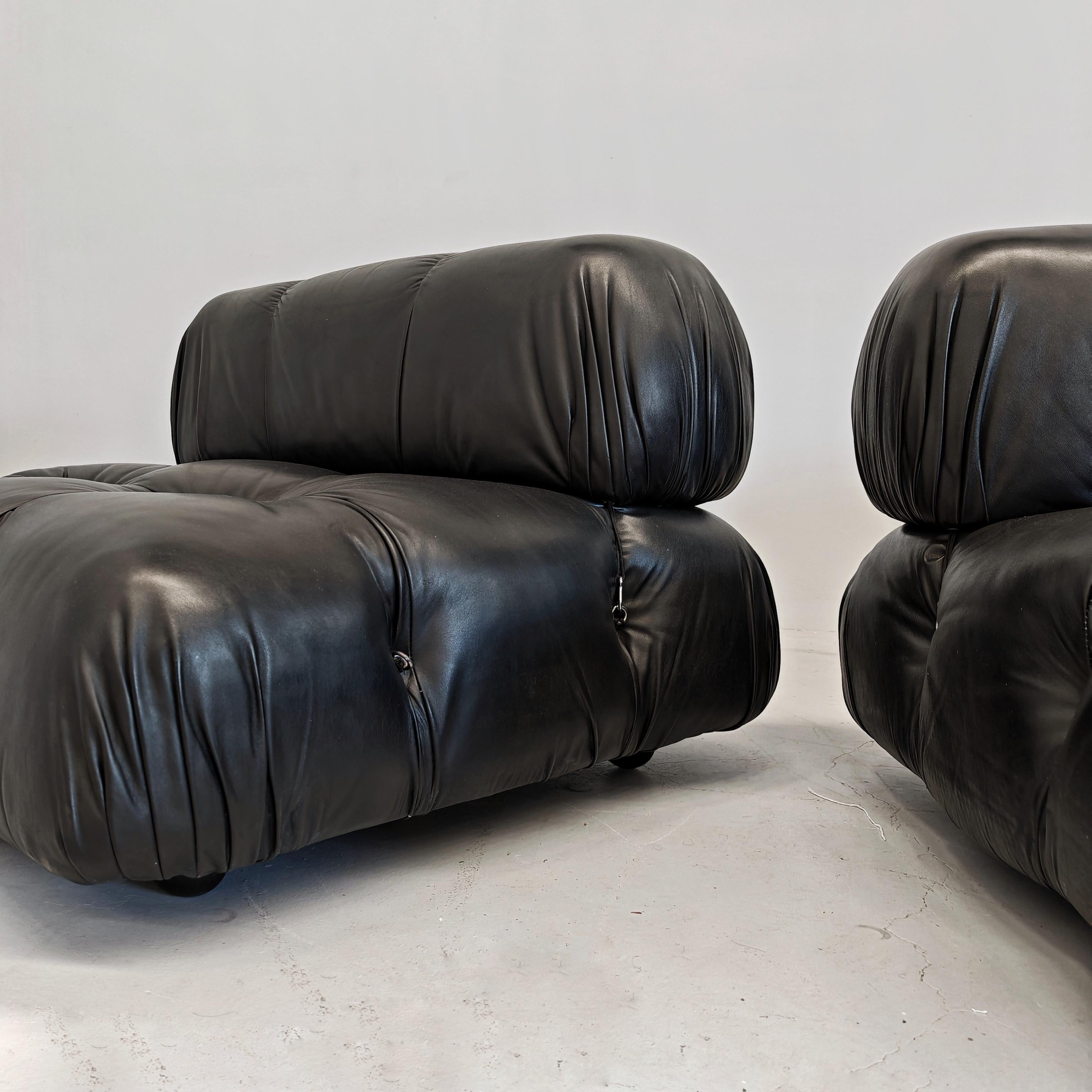 Canapé modulable en cuir noir 'Camaleonda' de Mario Bellini original 70s en vente 1