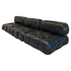 Modular black leather "Camaleonda" sofa by Mario Bellini original 70s