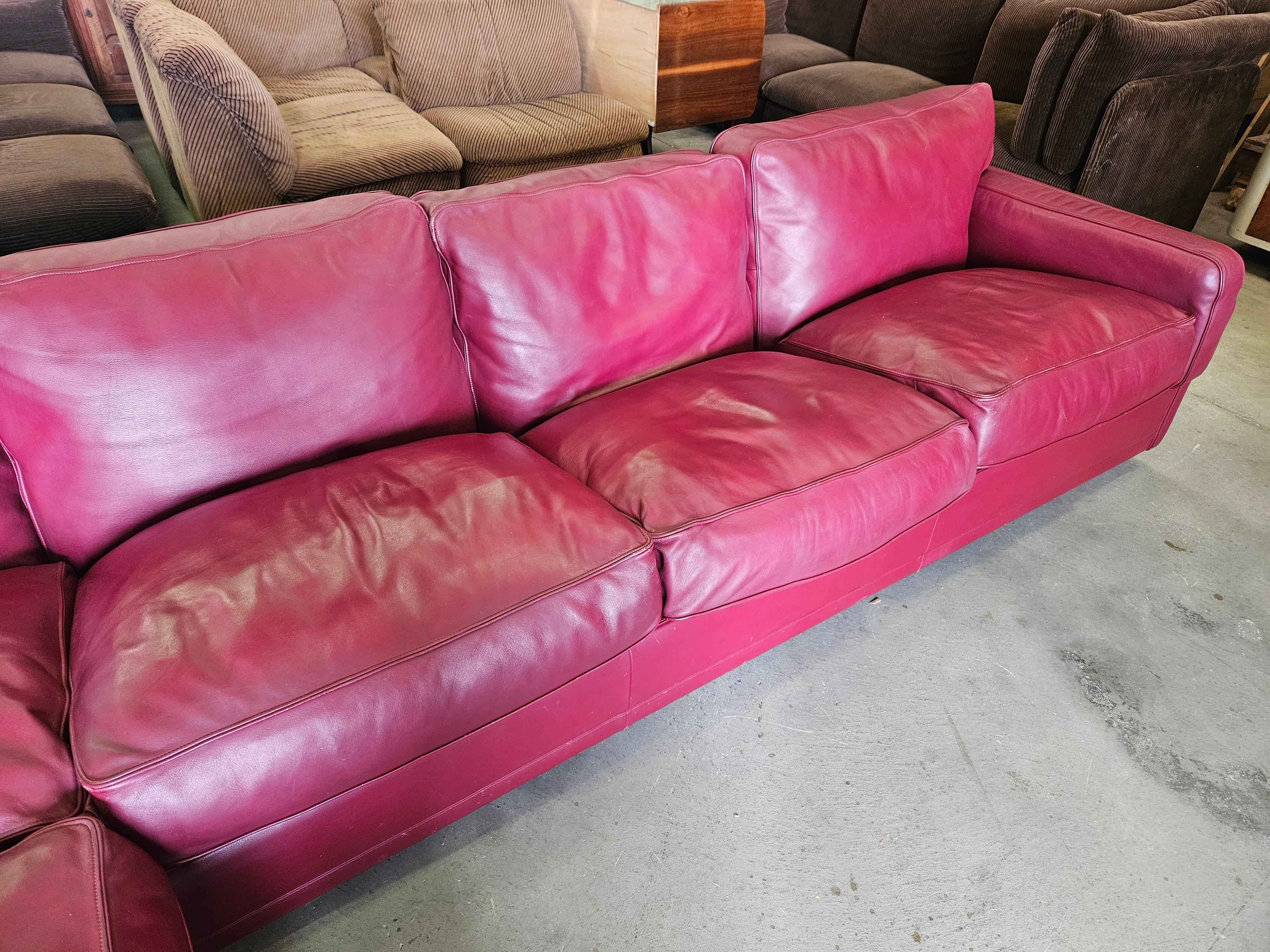 burgundy leather sectional