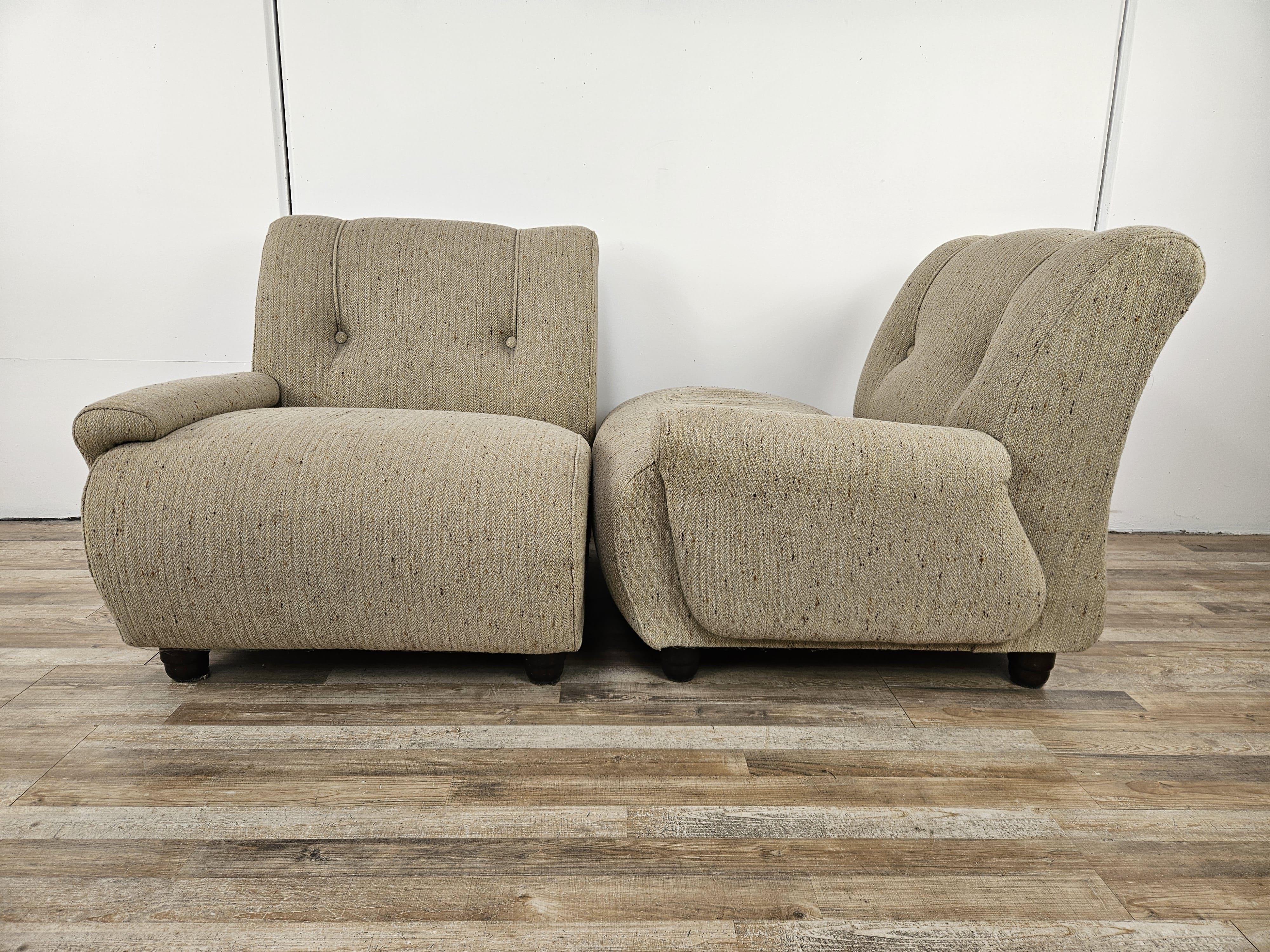 Tissu Canapé modulaire à trois places en tissu gris des années 1970 en vente