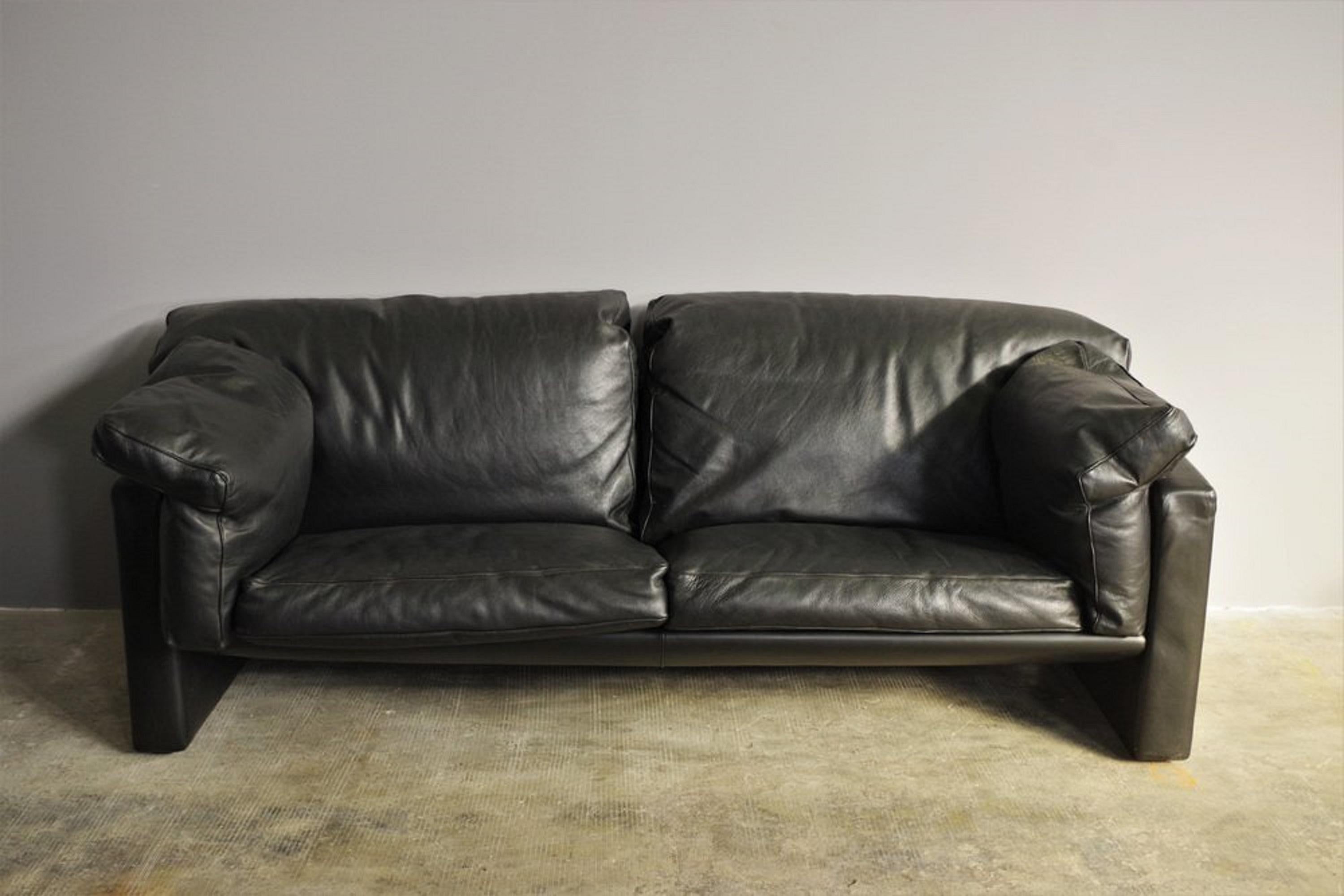 Canapé et fauteuils en cuir noir Moroso, 1984, ensemble de 3 en vente 3