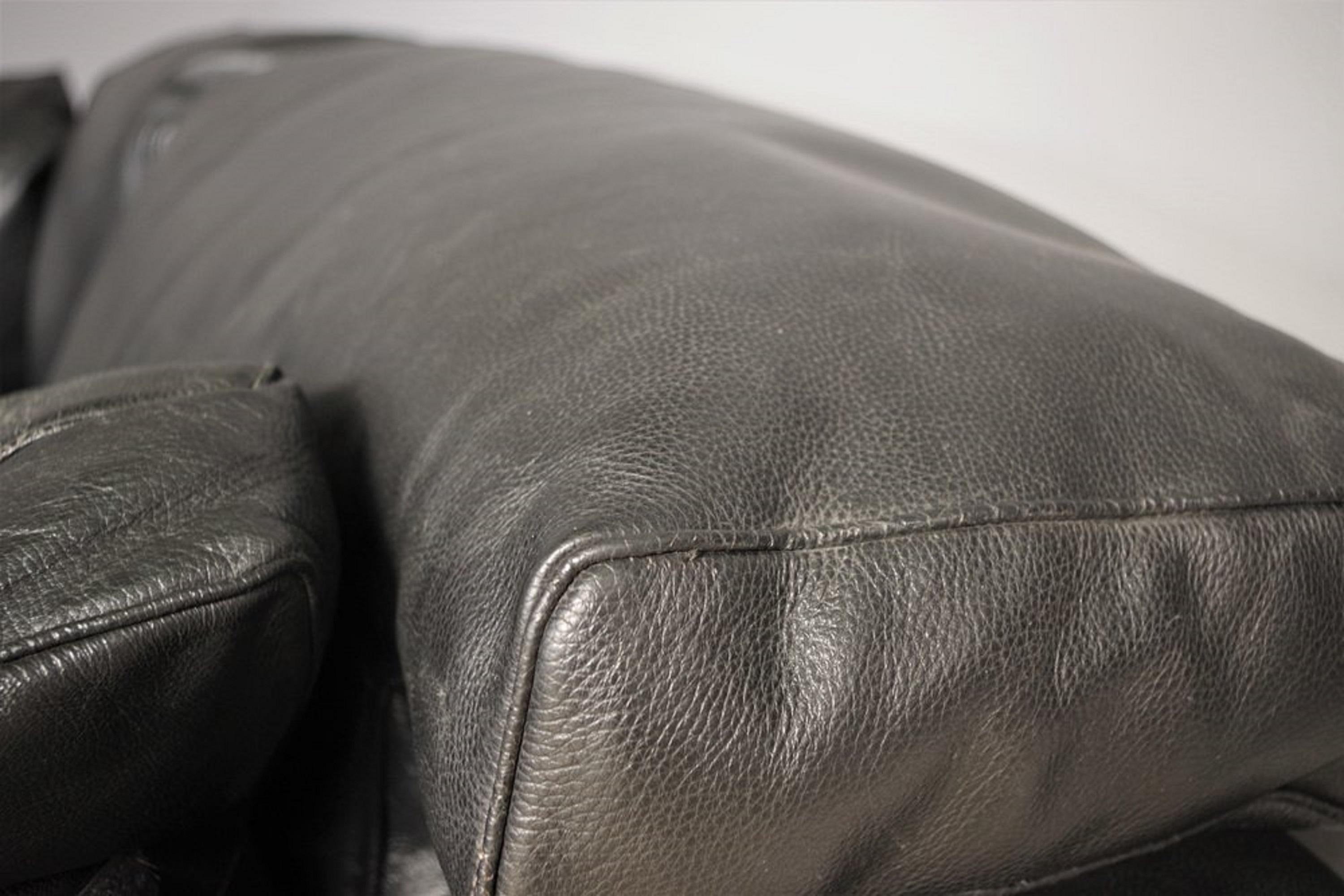 Canapé et fauteuils en cuir noir Moroso, 1984, ensemble de 3 en vente 2