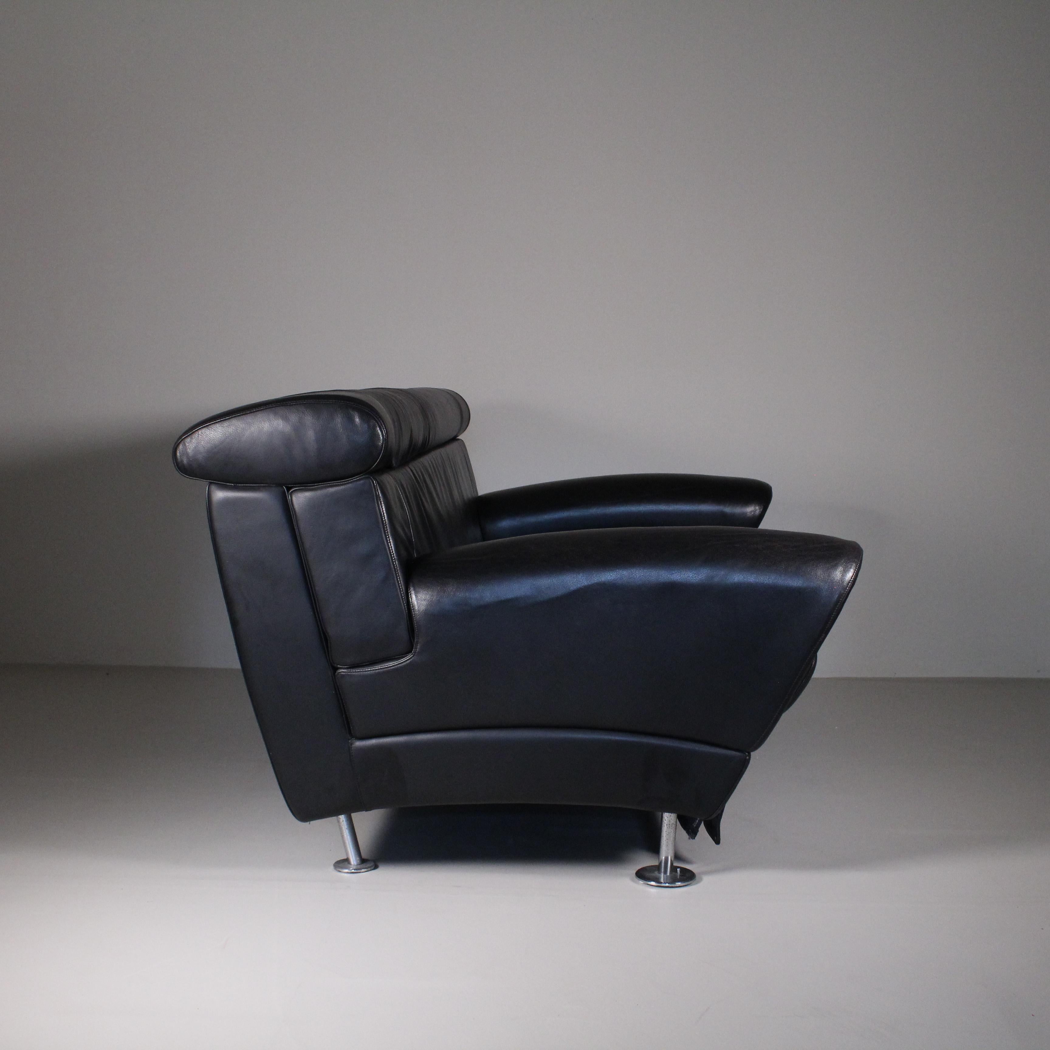  Balzo Loveseat black sofa, Massimo Iosa Ghini, Moroso, 1987 For Sale 3