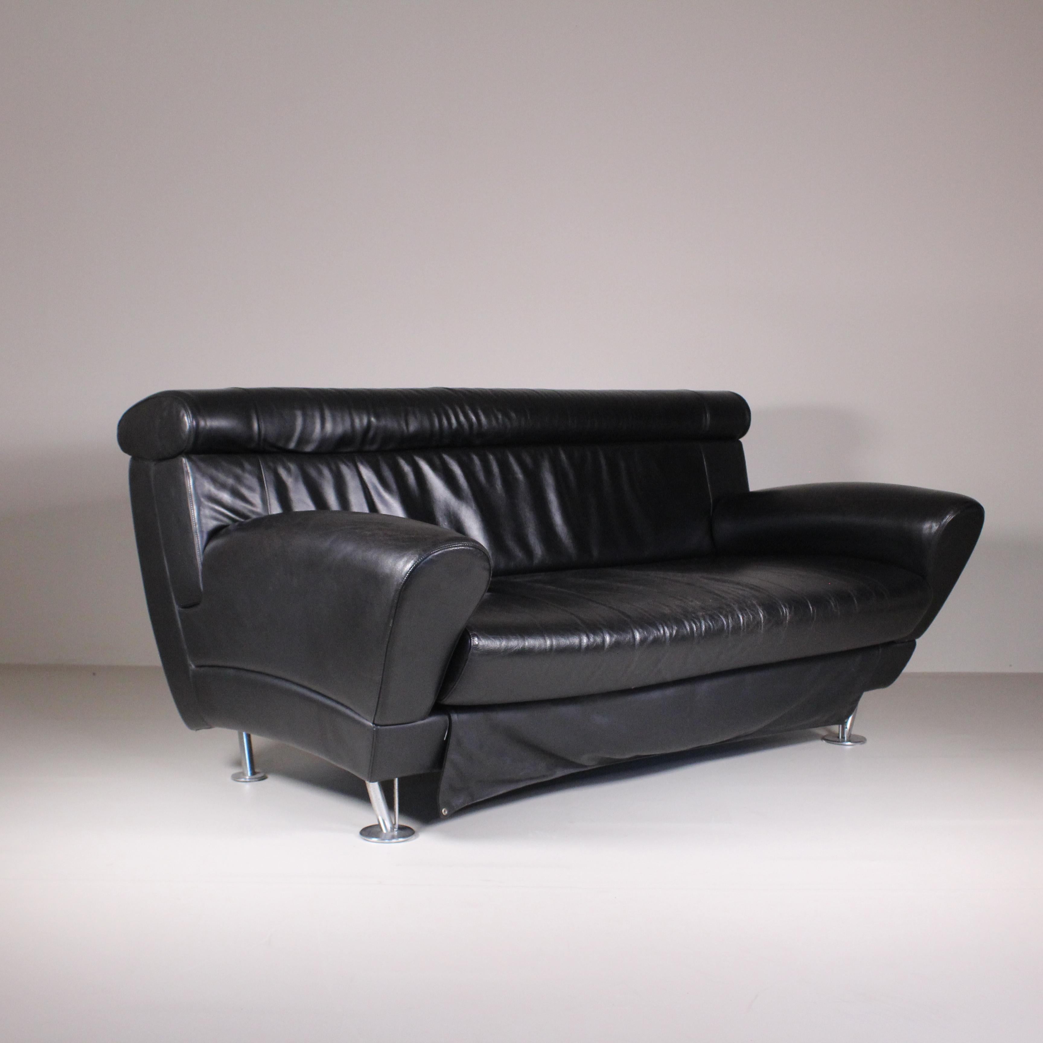  Balzo Loveseat black sofa, Massimo Iosa Ghini, Moroso, 1987 For Sale 4