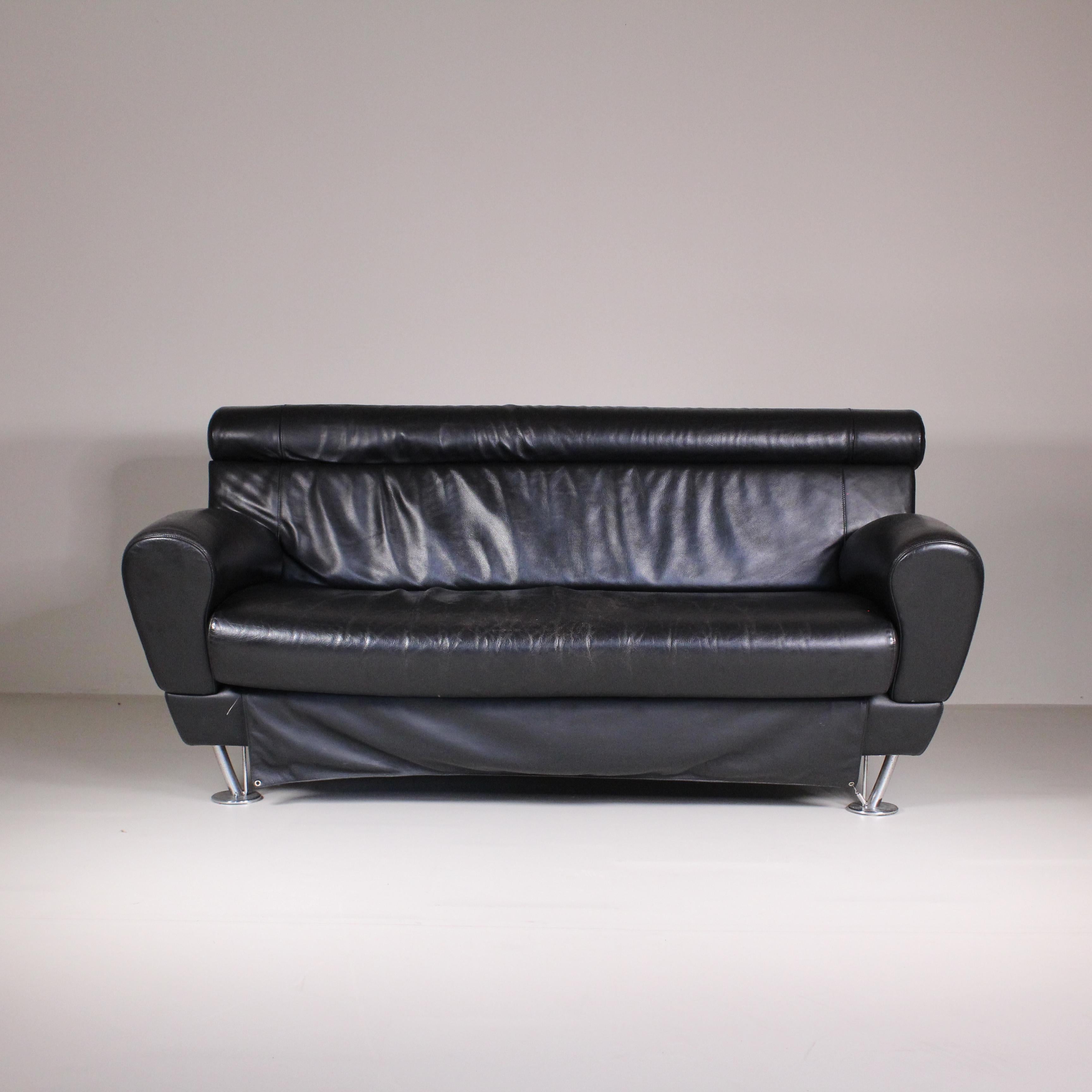  Balzo Loveseat black sofa, Massimo Iosa Ghini, Moroso, 1987 For Sale 5