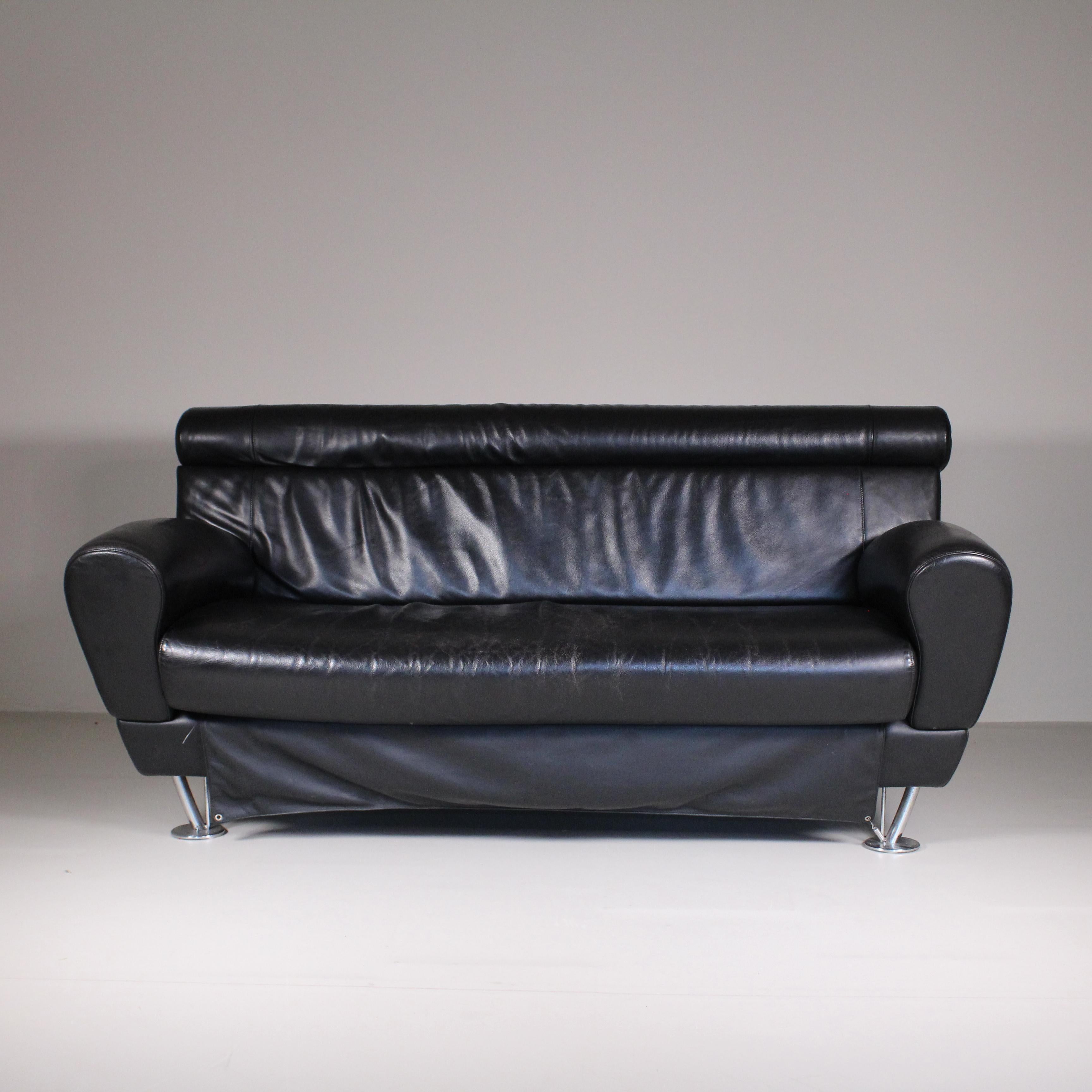  Balzo Loveseat black sofa, Massimo Iosa Ghini, Moroso, 1987 For Sale 6