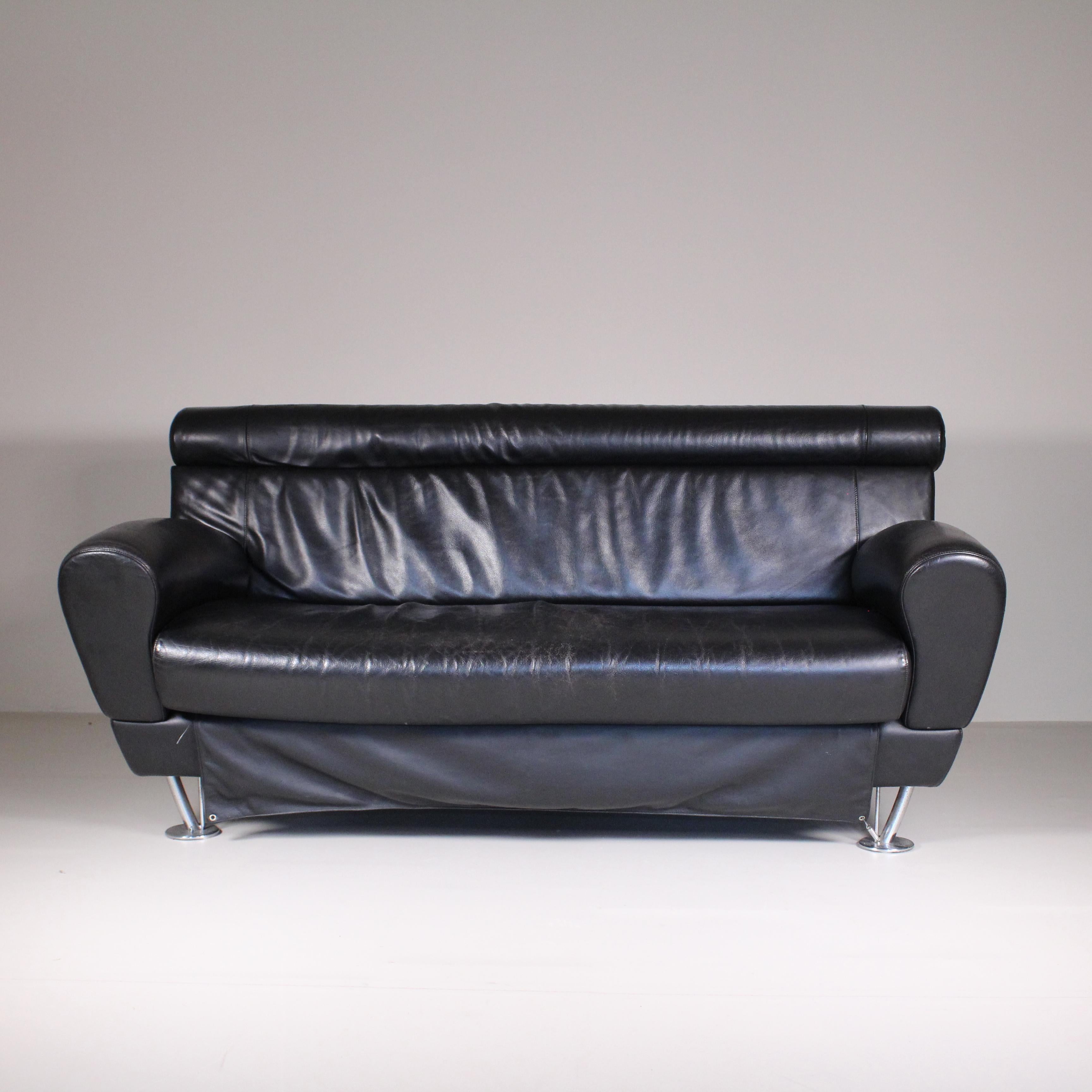  Balzo Loveseat black sofa, Massimo Iosa Ghini, Moroso, 1987 For Sale 7