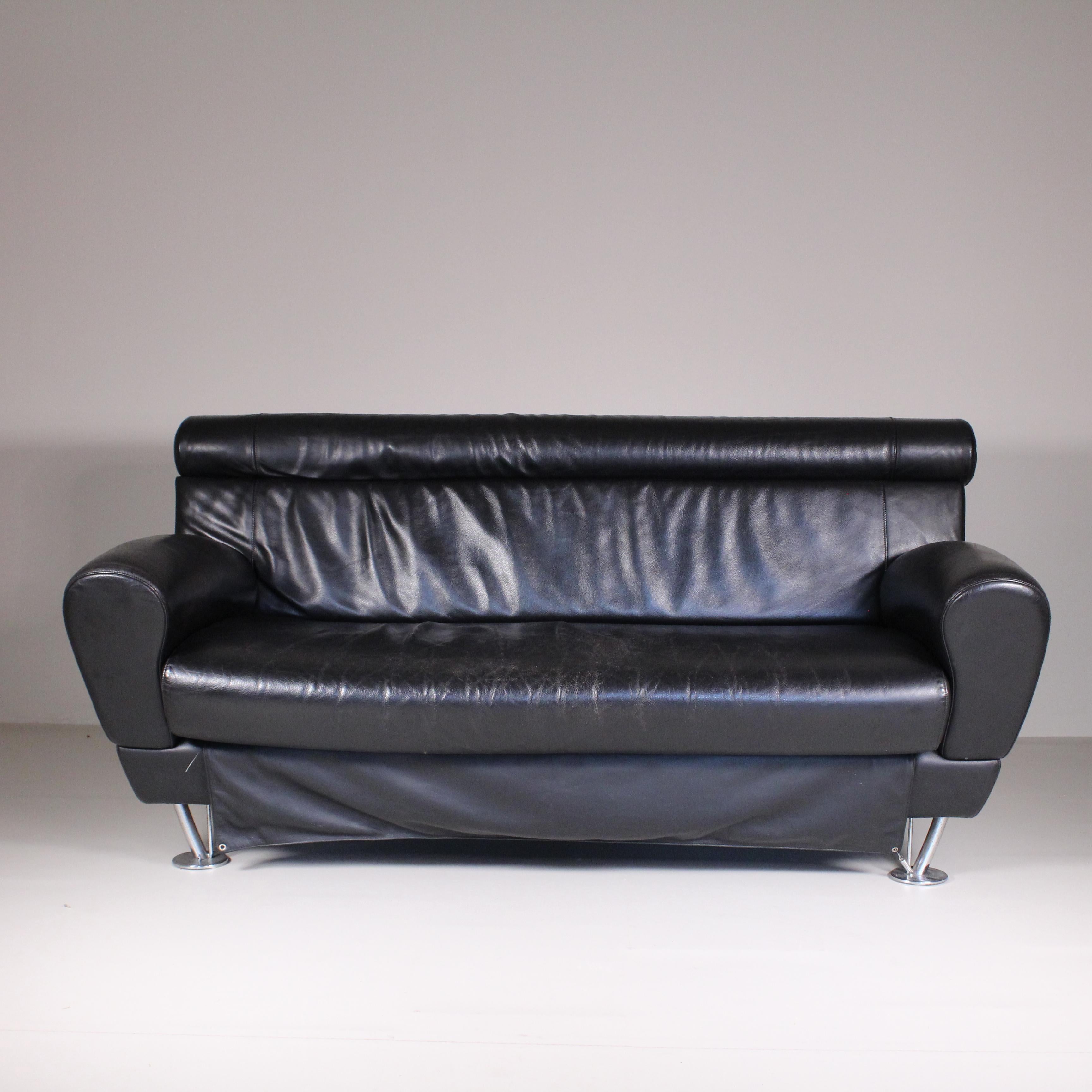 Balzo Loveseat black sofa, Massimo Iosa Ghini, Moroso, 1987 For Sale 8