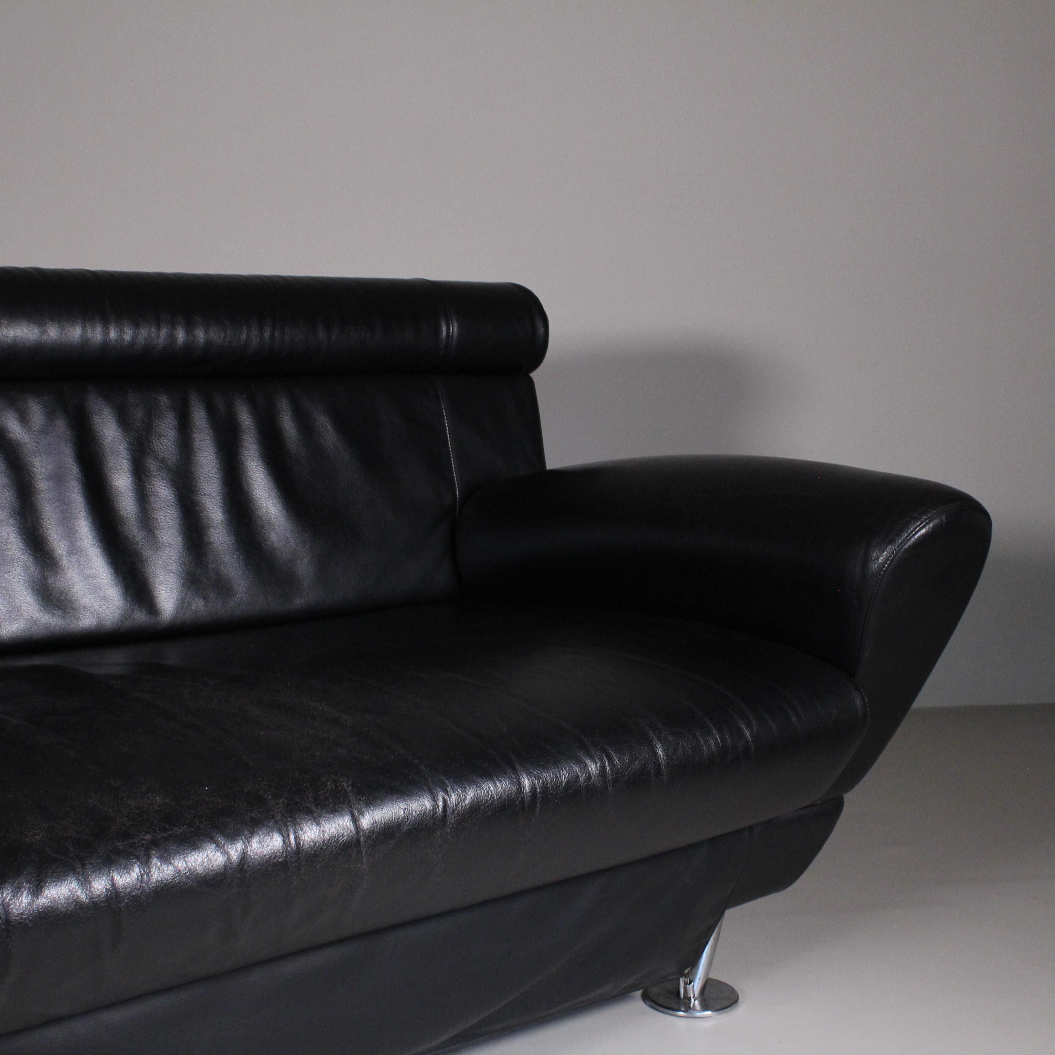 Late 20th Century  Balzo Loveseat black sofa, Massimo Iosa Ghini, Moroso, 1987 For Sale