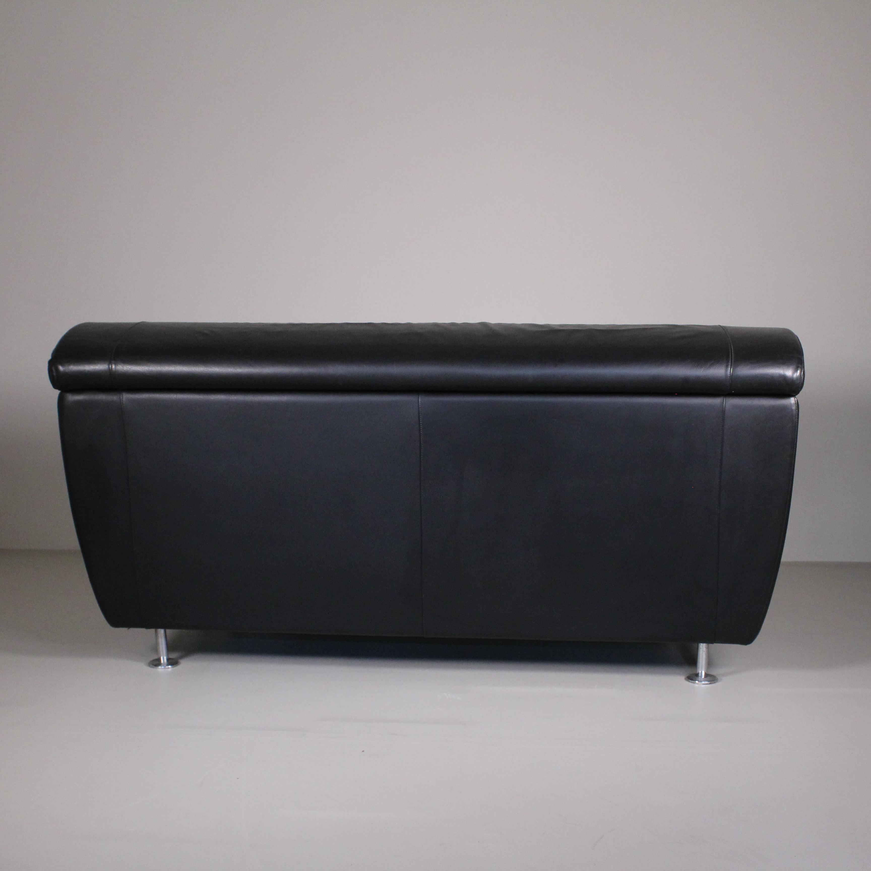  Balzo Loveseat black sofa, Massimo Iosa Ghini, Moroso, 1987 For Sale 1