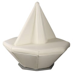 80s Polygonal Sofa in white leatherette