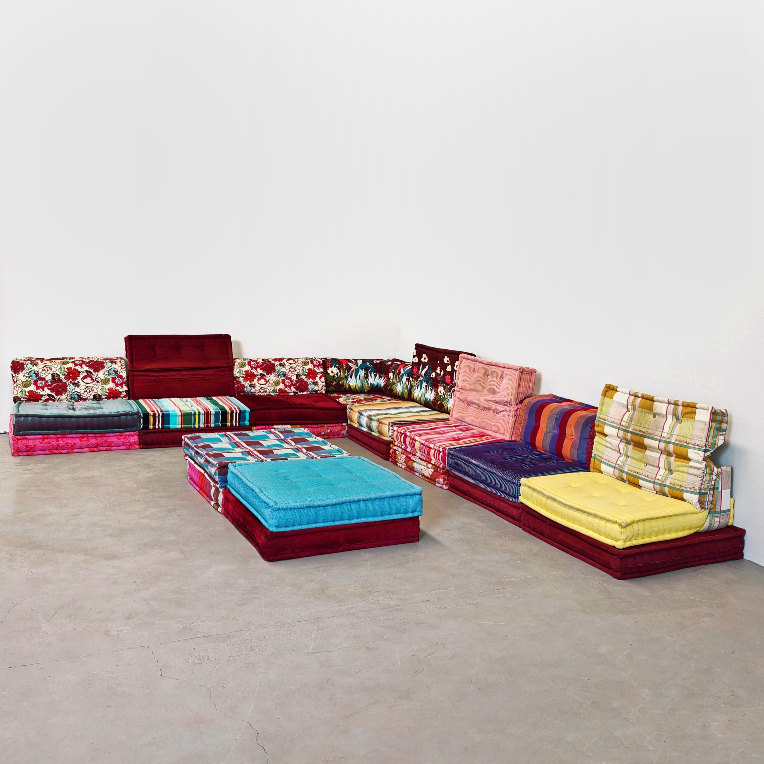 Postmoderne Roche Bobois Mah Jong Missoni Kenzo canapé de H.Hopfer  ensemble de 20 coussins/sièges