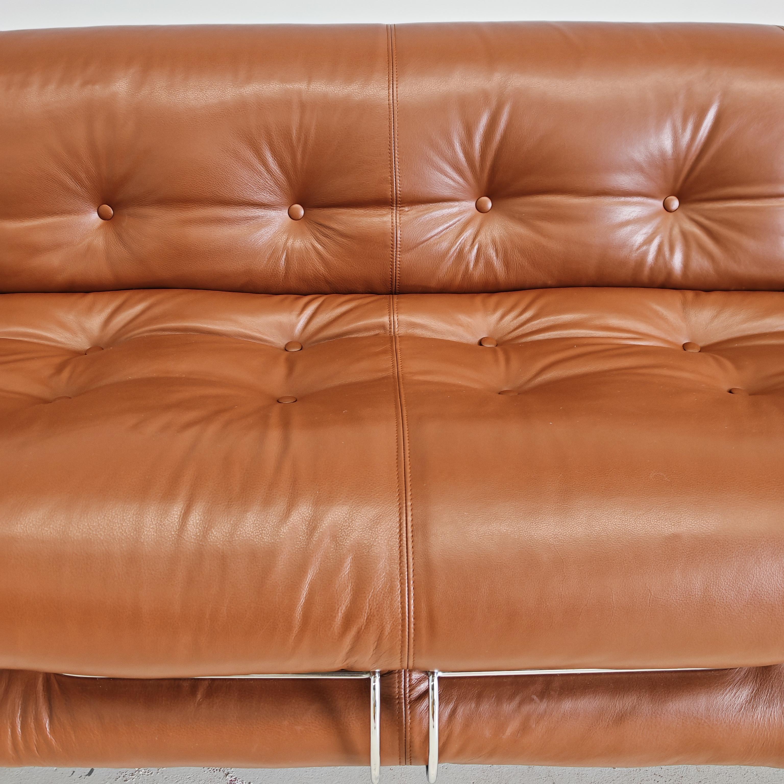 Canapé design Italie années 70 en cuir brun Soriana par Tobia Scarpa pour Cassina en vente 6