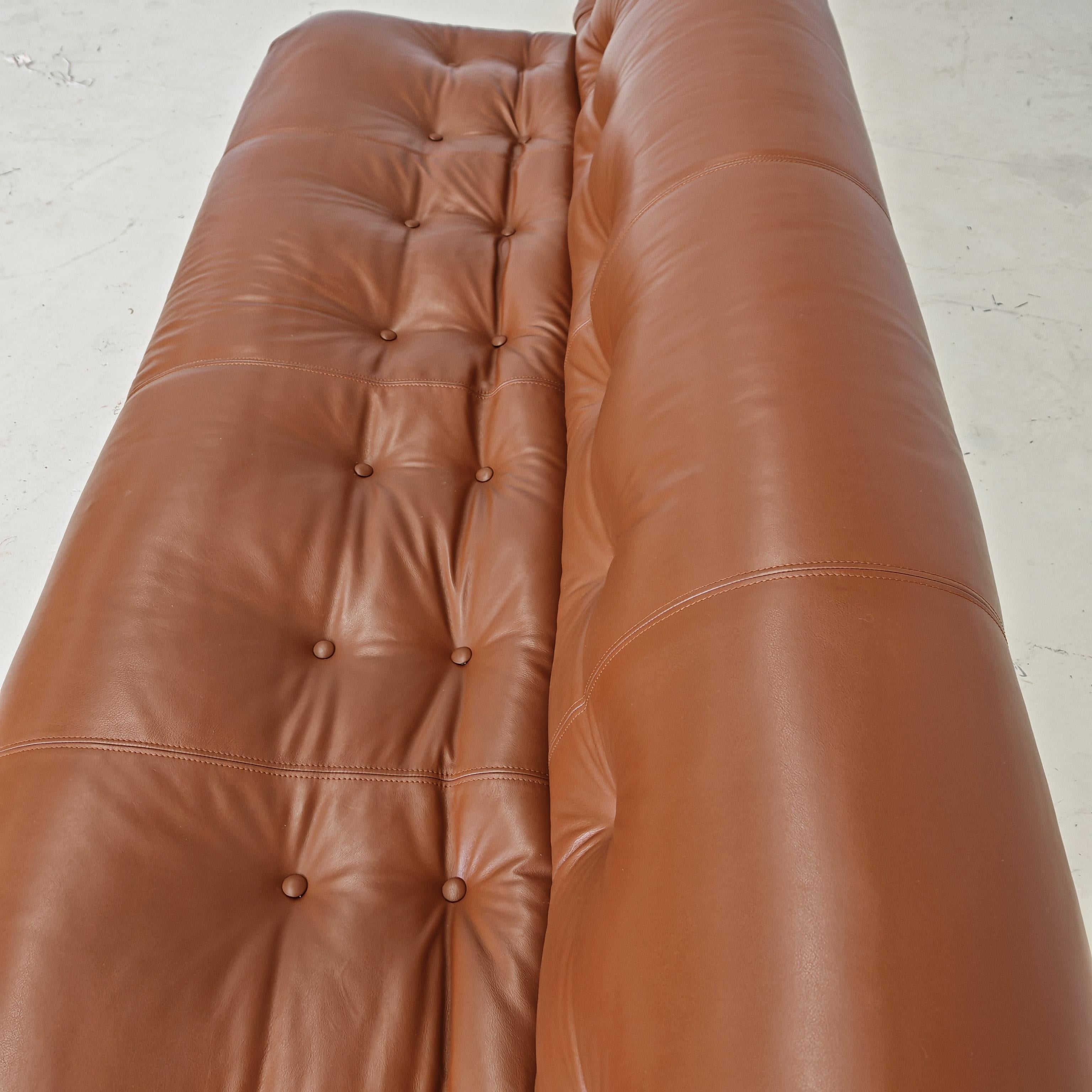 Canapé design Italie années 70 en cuir brun Soriana par Tobia Scarpa pour Cassina en vente 8