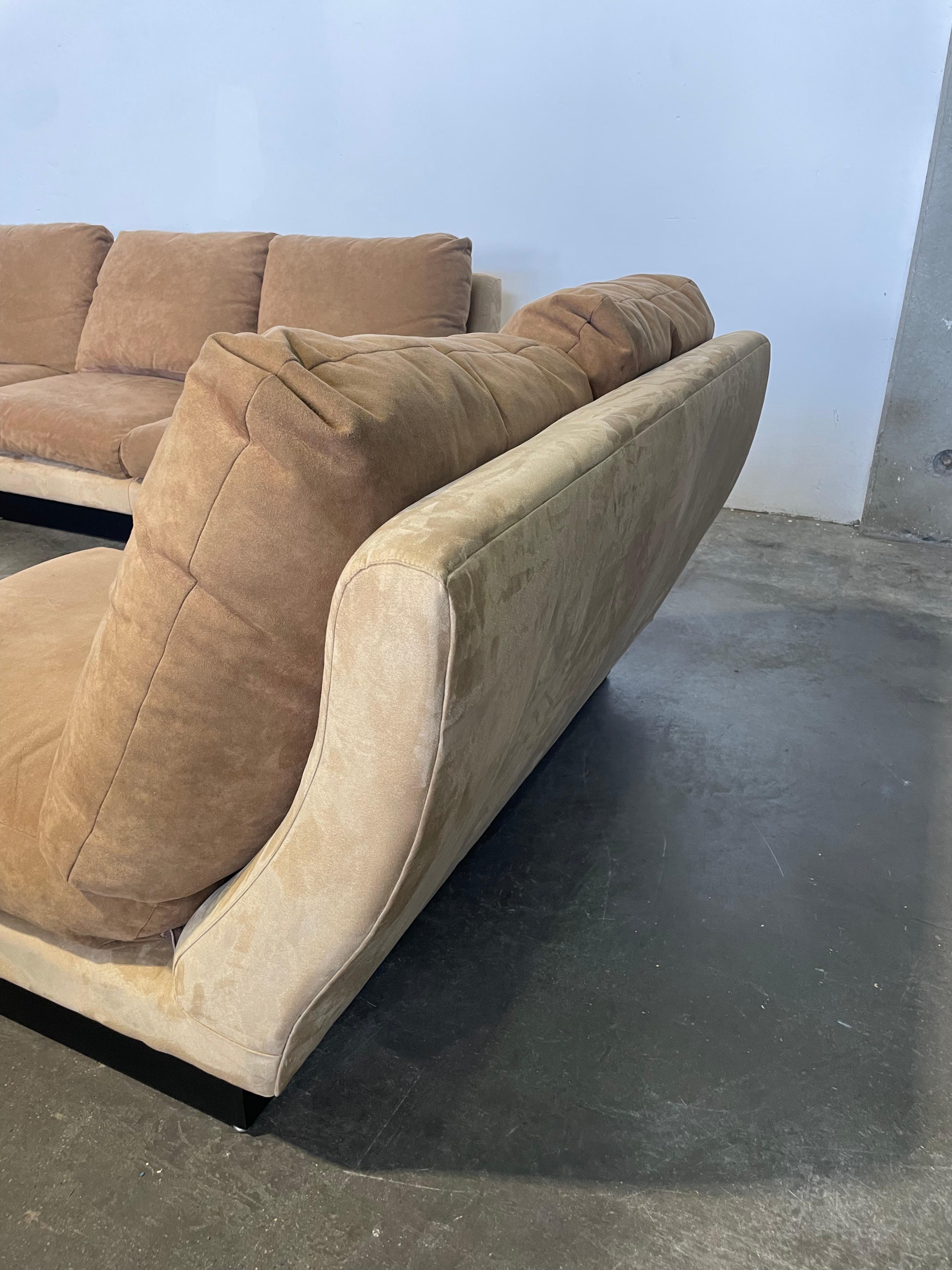 Mid-Century Modern Divano Super C di Willy Rizzo modulare in pelle di cinghiale 6 moduli For Sale