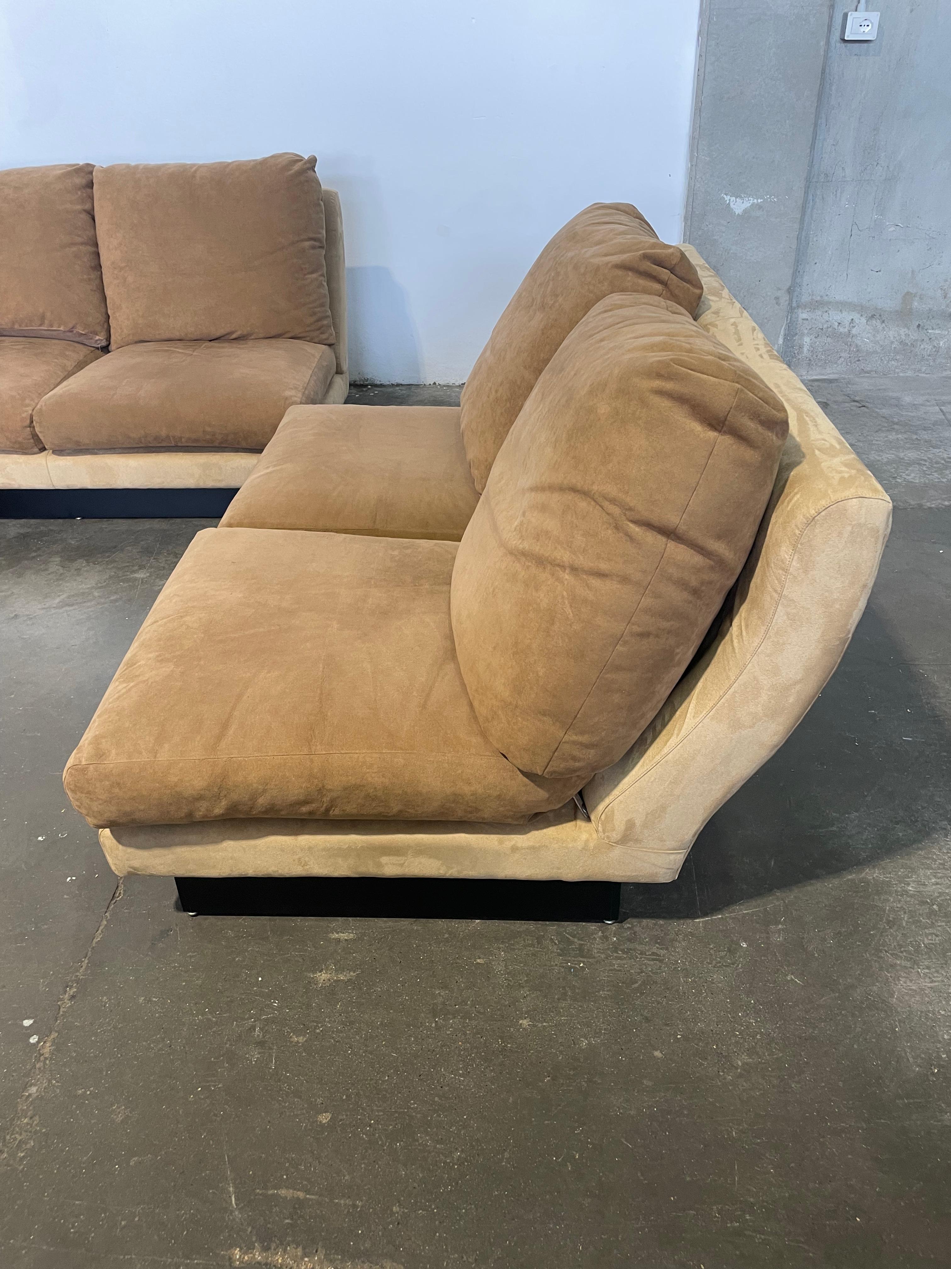 Italian Divano Super C di Willy Rizzo modulare in pelle di cinghiale 6 moduli For Sale