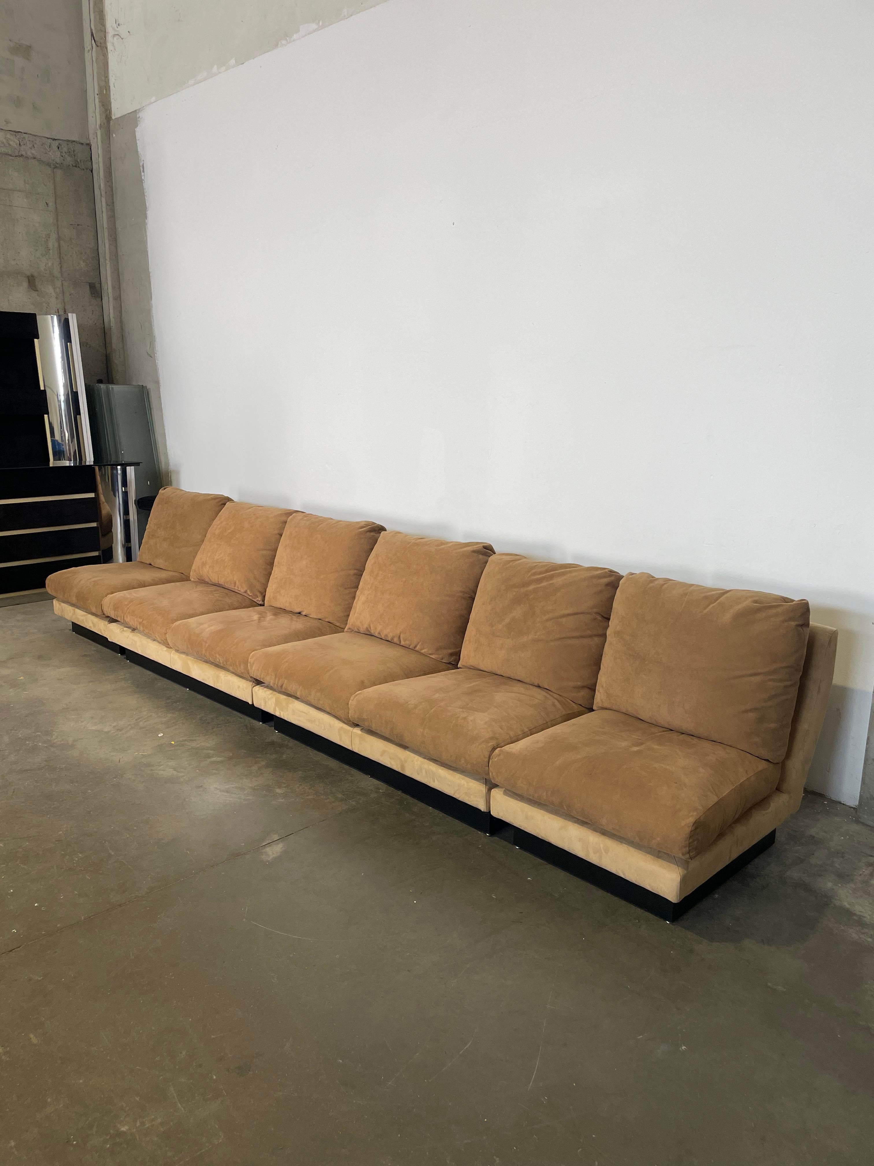 Late 20th Century Divano Super C di Willy Rizzo modulare in pelle di cinghiale 6 moduli For Sale