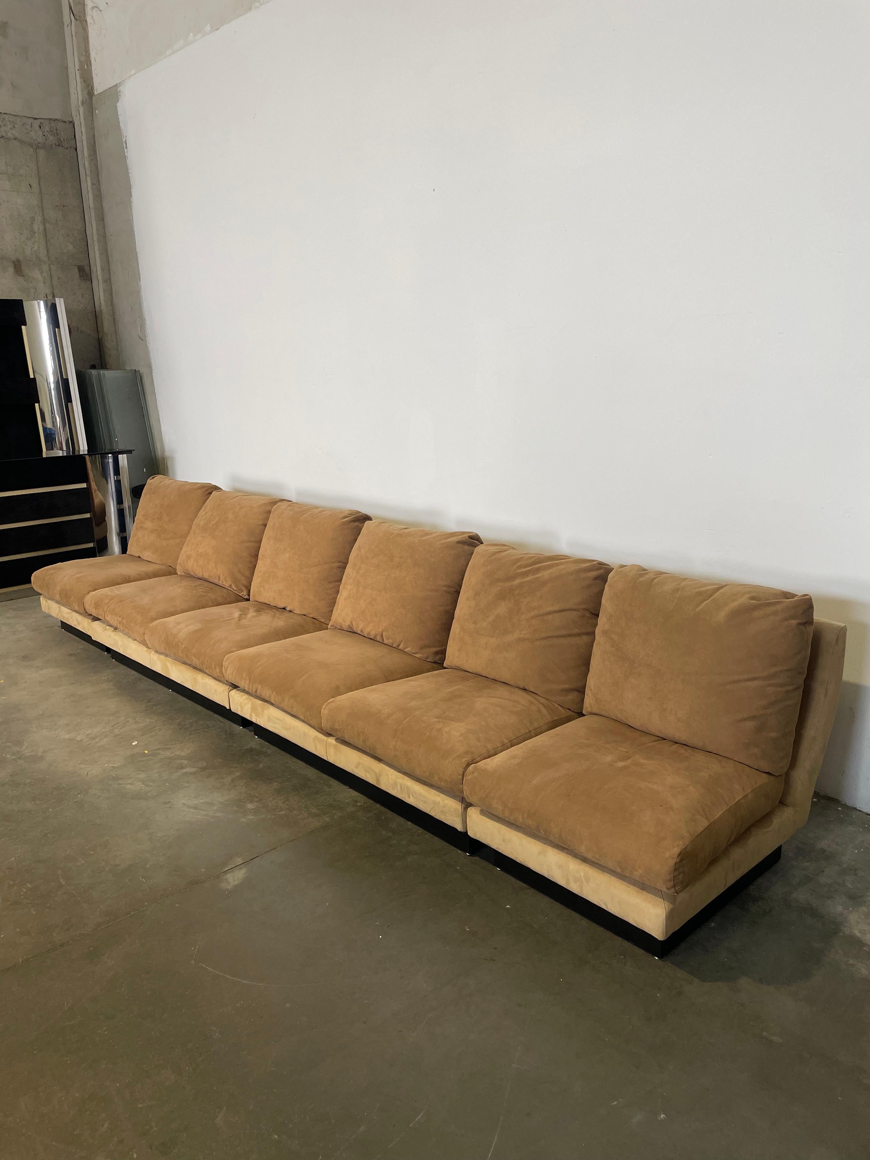 Divano Super C di Willy Rizzo modulare in pelle di cinghiale 6 moduli For Sale 1