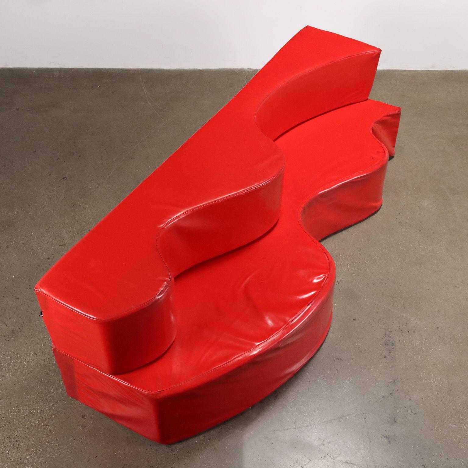 Superonda sofa von Archizoom für Poltronova Anni 70 rot im Zustand „Gut“ im Angebot in Milano, IT