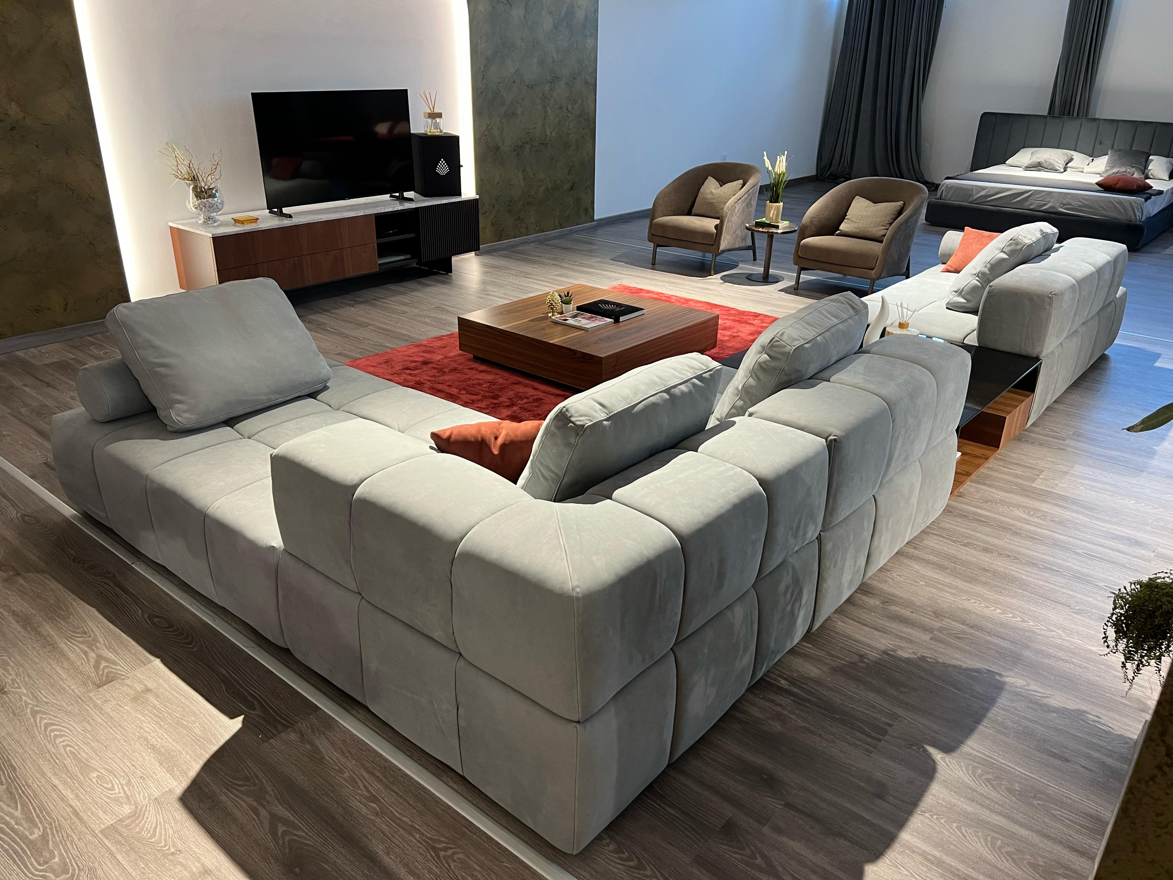 Modern Thomas modular nubuck leather sofa  For Sale