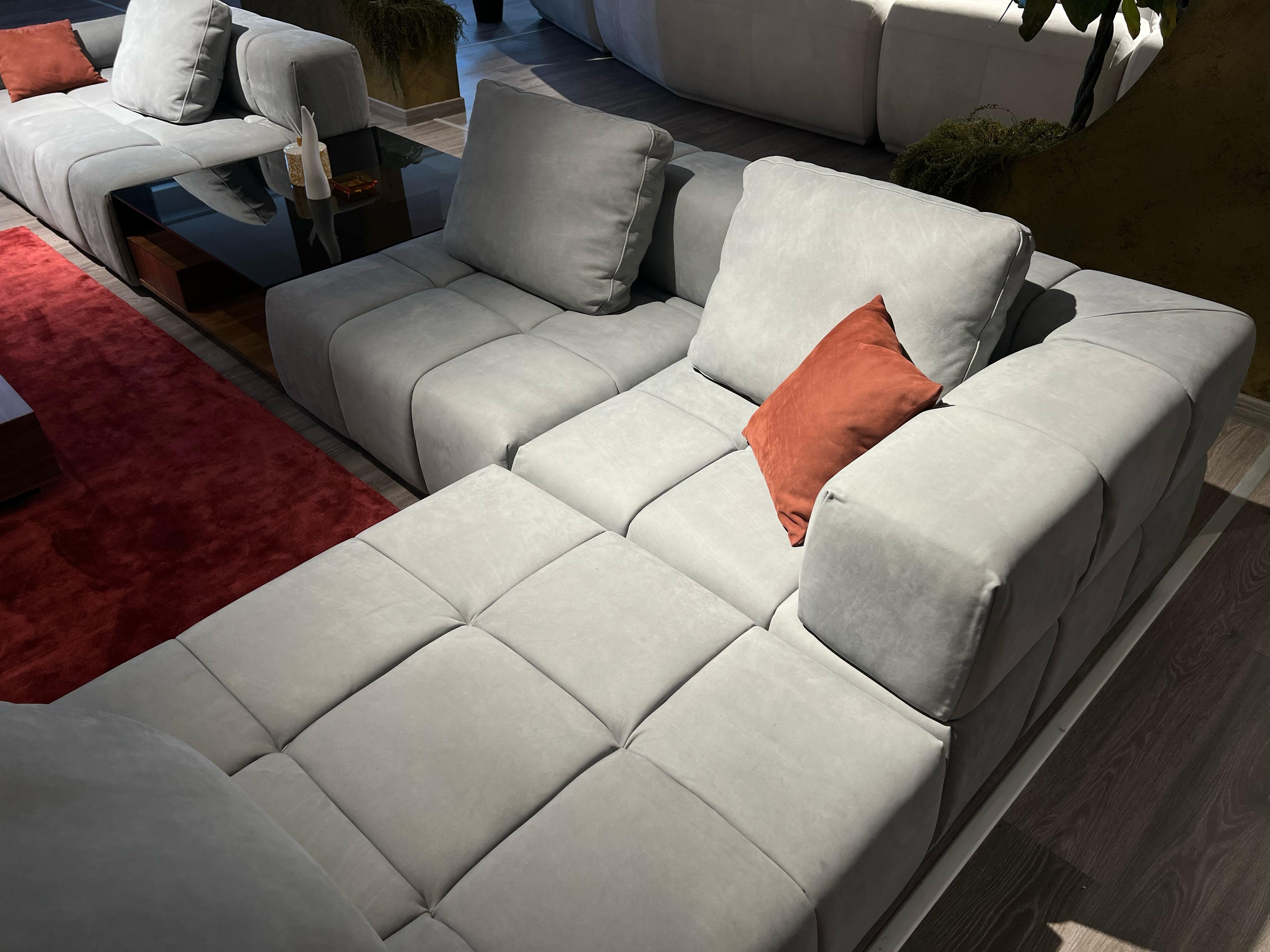 Italian Thomas modular nubuck leather sofa  For Sale